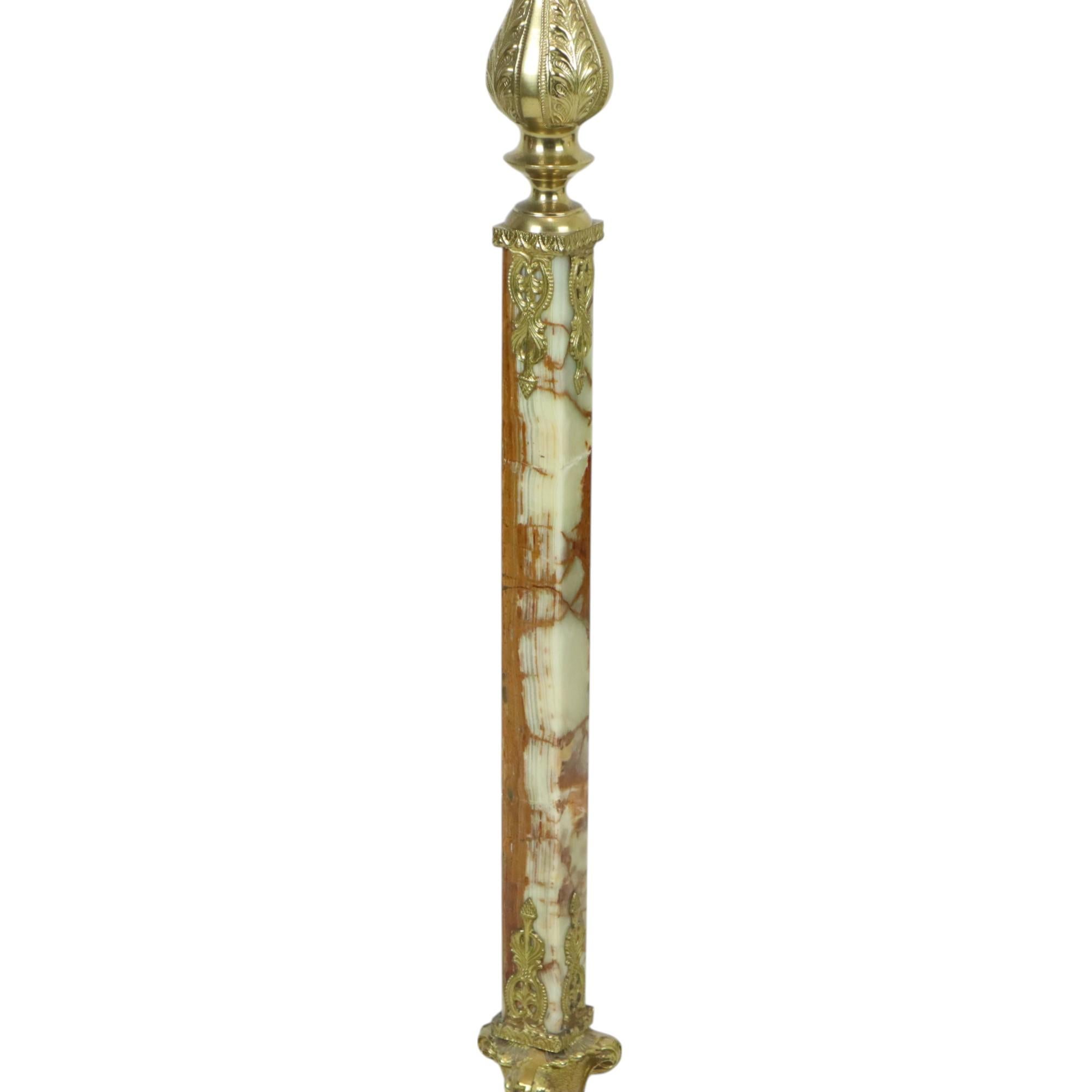 Hollywood Regency Coat Rack Onyx and Brass Fifties 167cm In condizioni discrete in vendita a Poperinge, BE