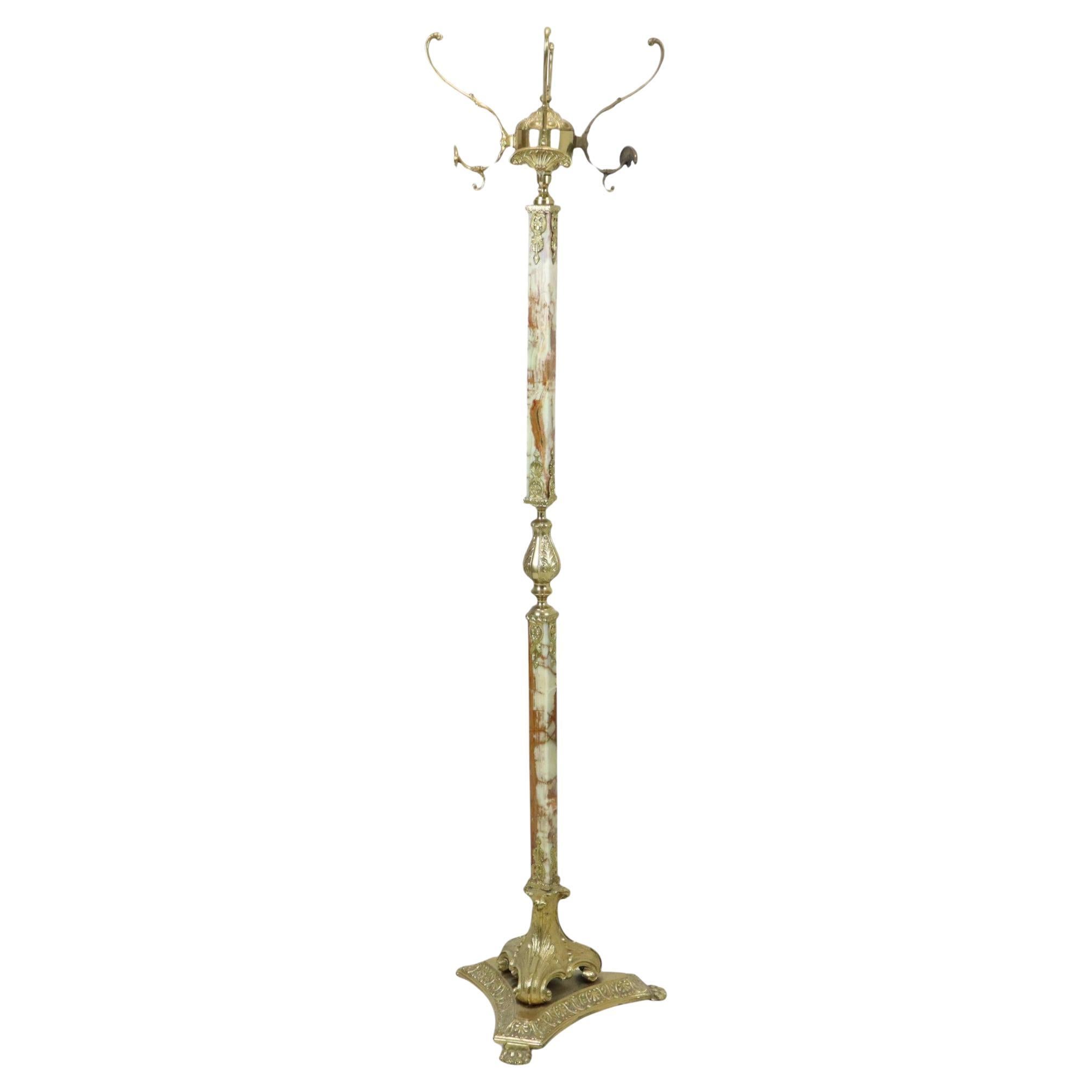 Hollywood Regency Coat Rack Onyx and Brass Fifties 167cm