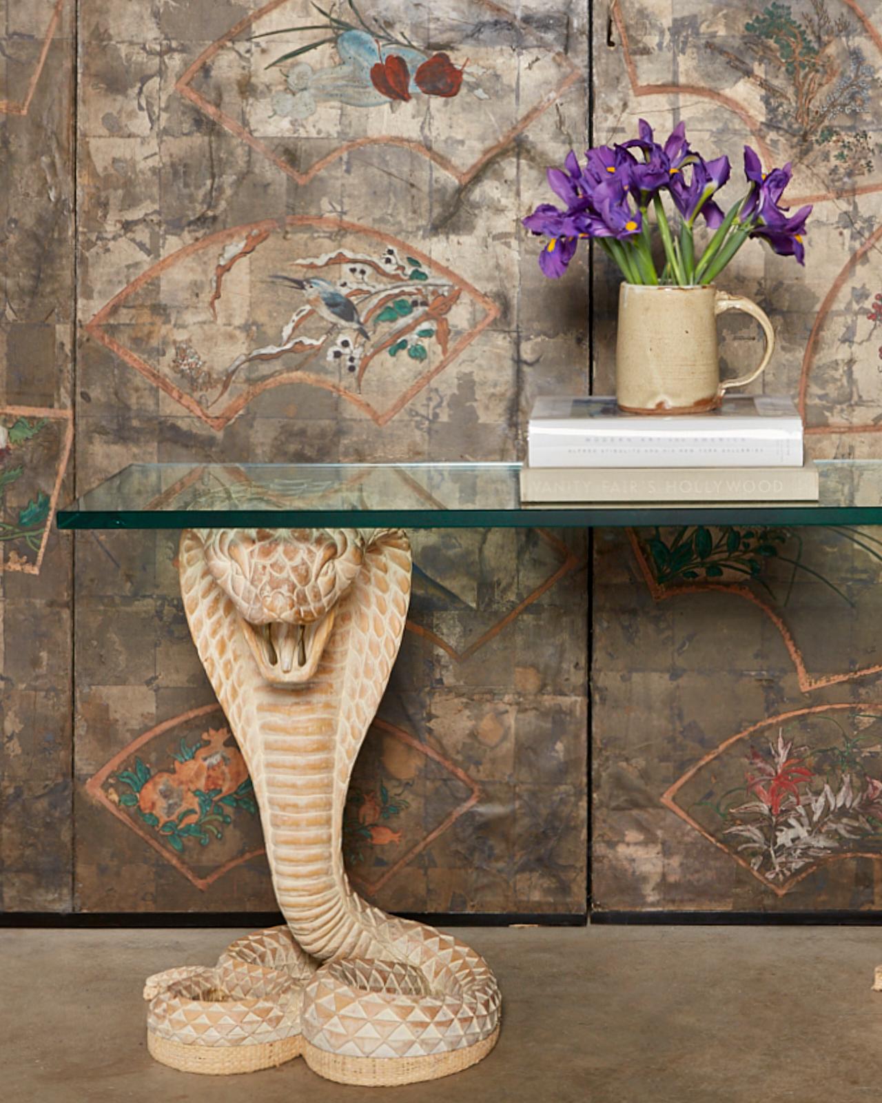 Hollywood Regency Cobra Snakes Console Table 5