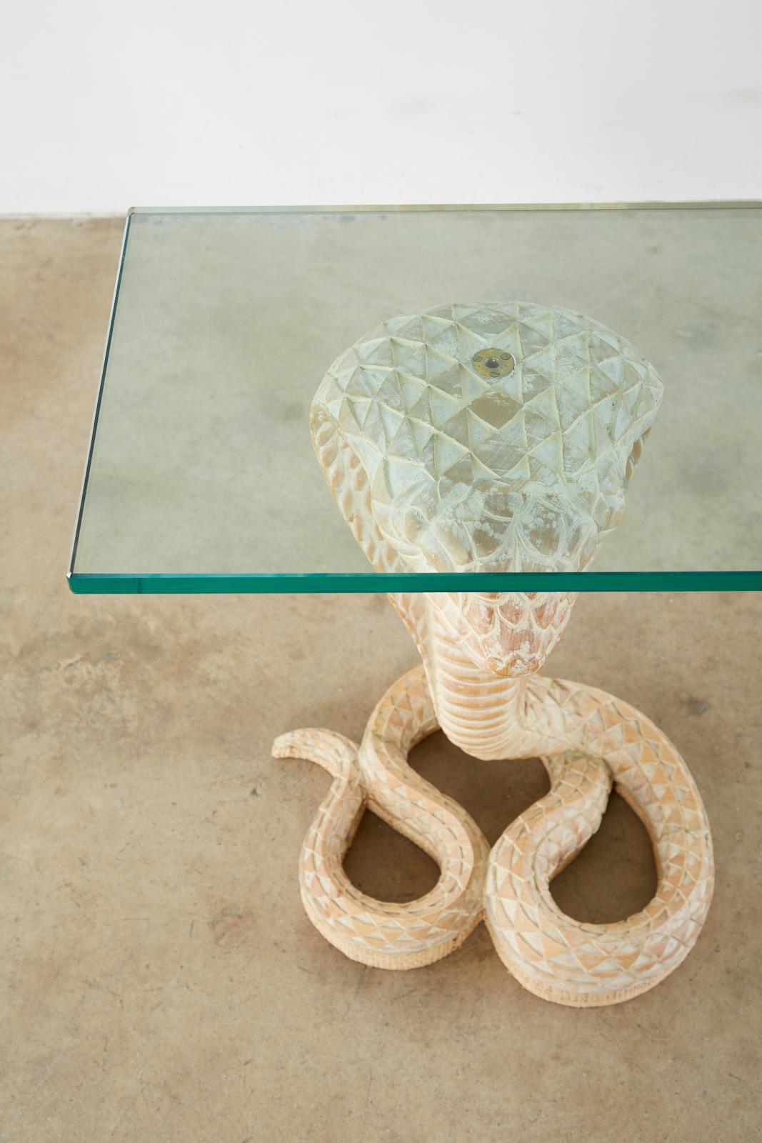 Hand-Crafted Hollywood Regency Cobra Snakes Console Table