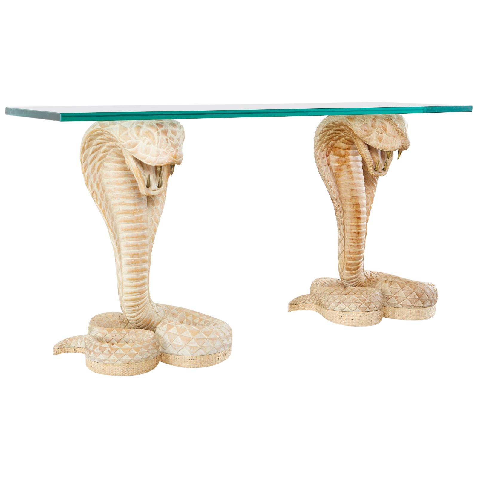 Hollywood Regency Cobra Snakes Console Table