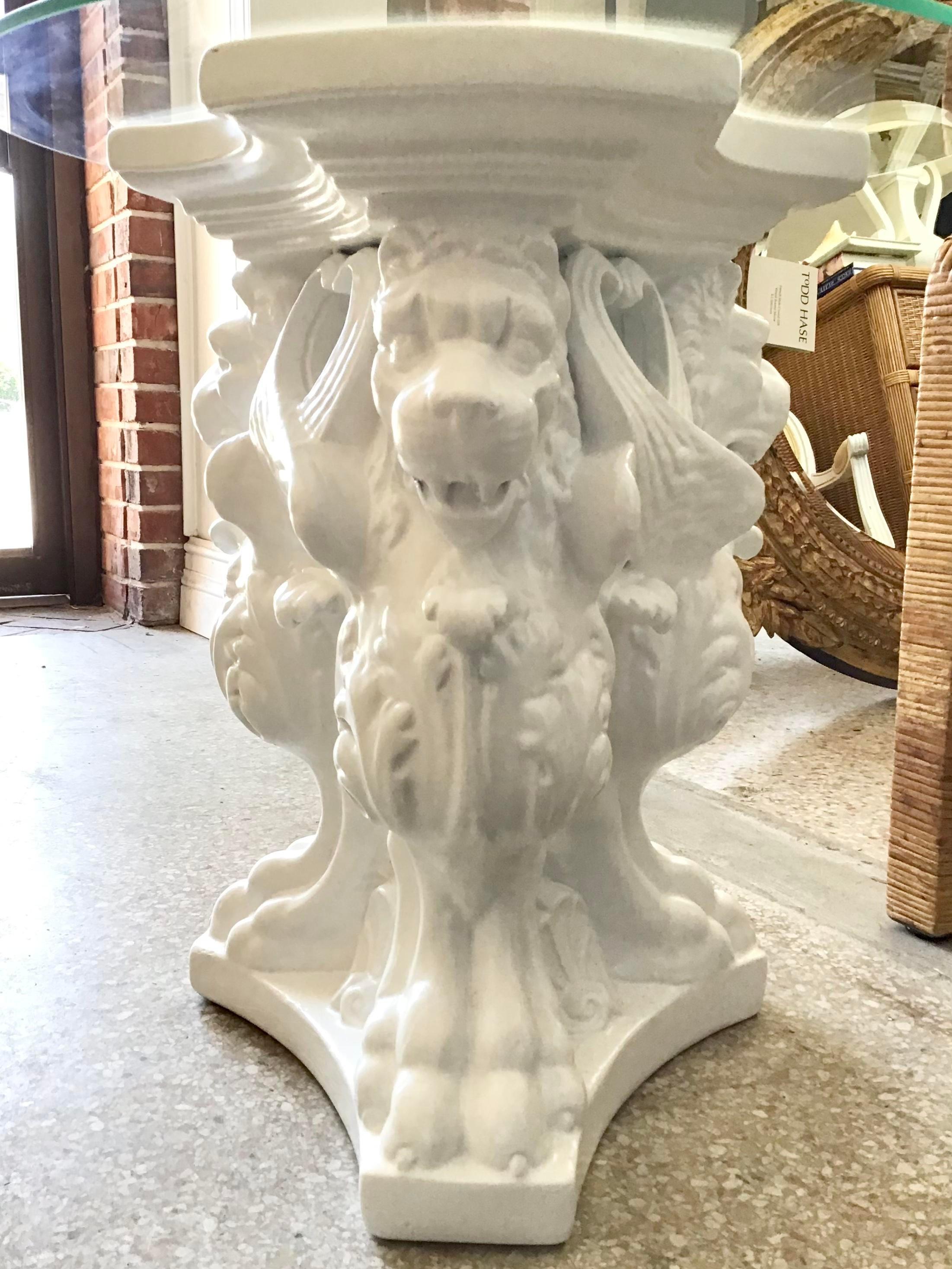 Hollywood Regency Cocktail Table with Griffins Carved Base For Sale 5