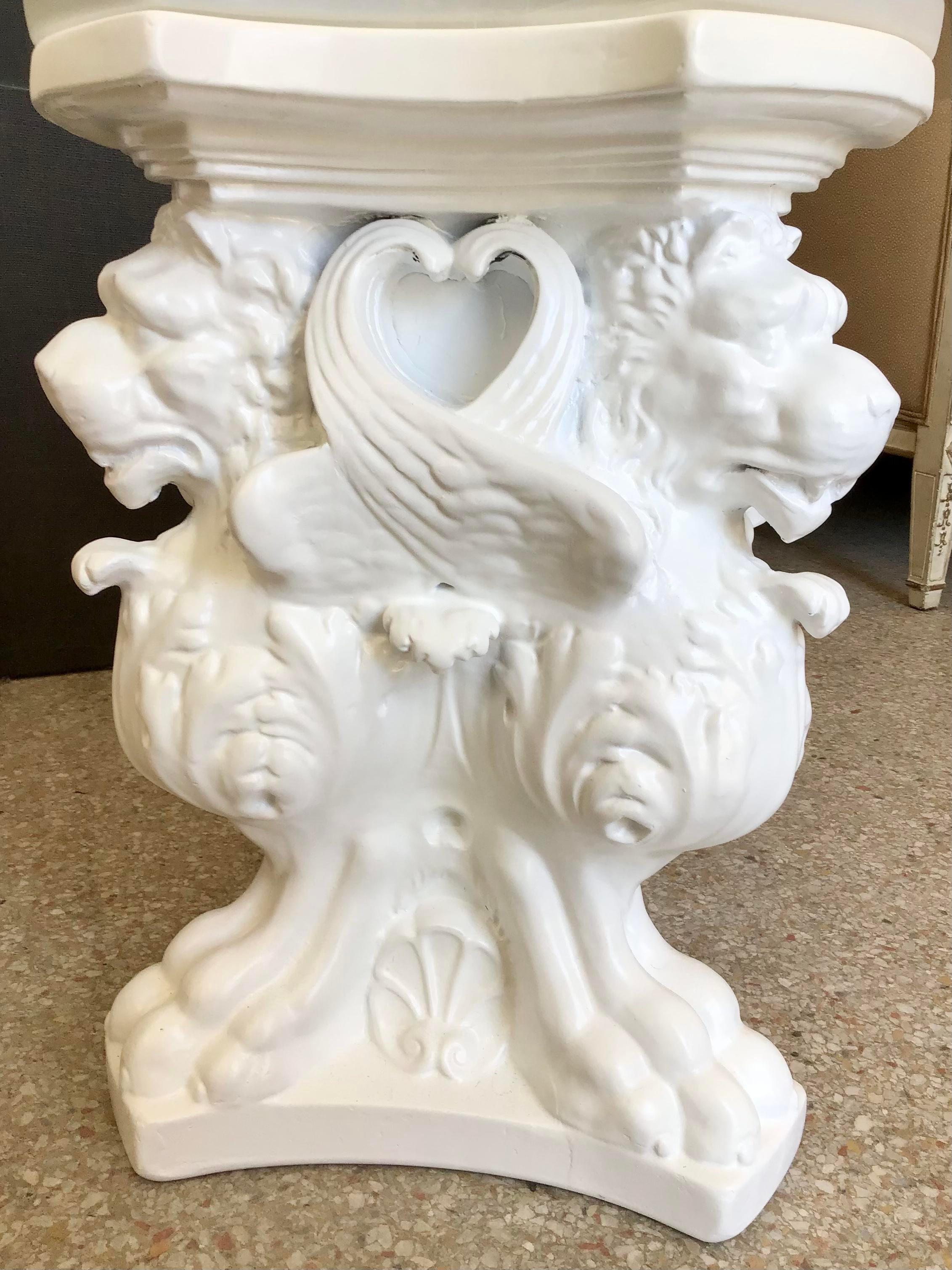 Hollywood Regency Cocktail Table with Griffins Carved Base For Sale 4