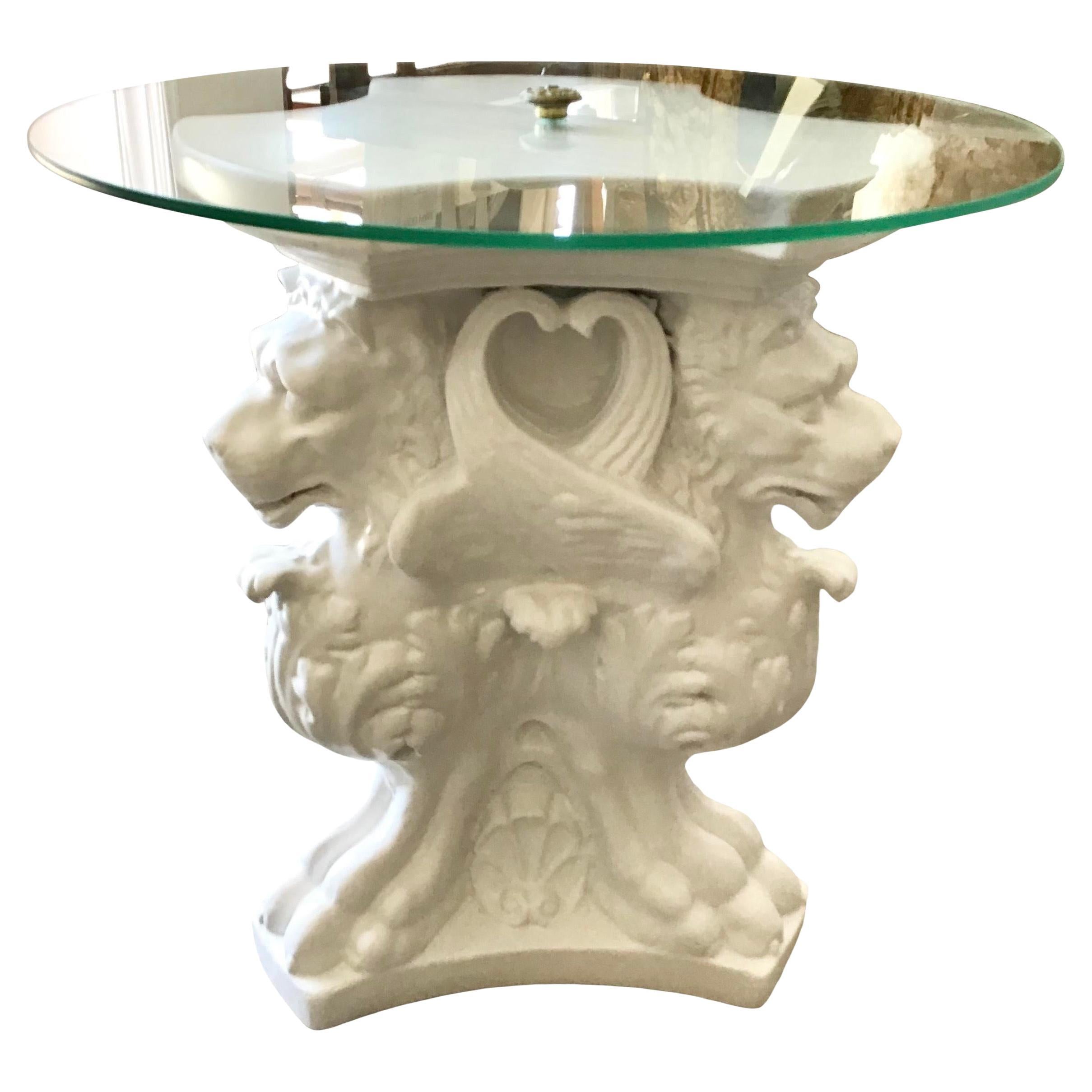 Hollywood Regency Cocktail Table with Griffins Carved Base