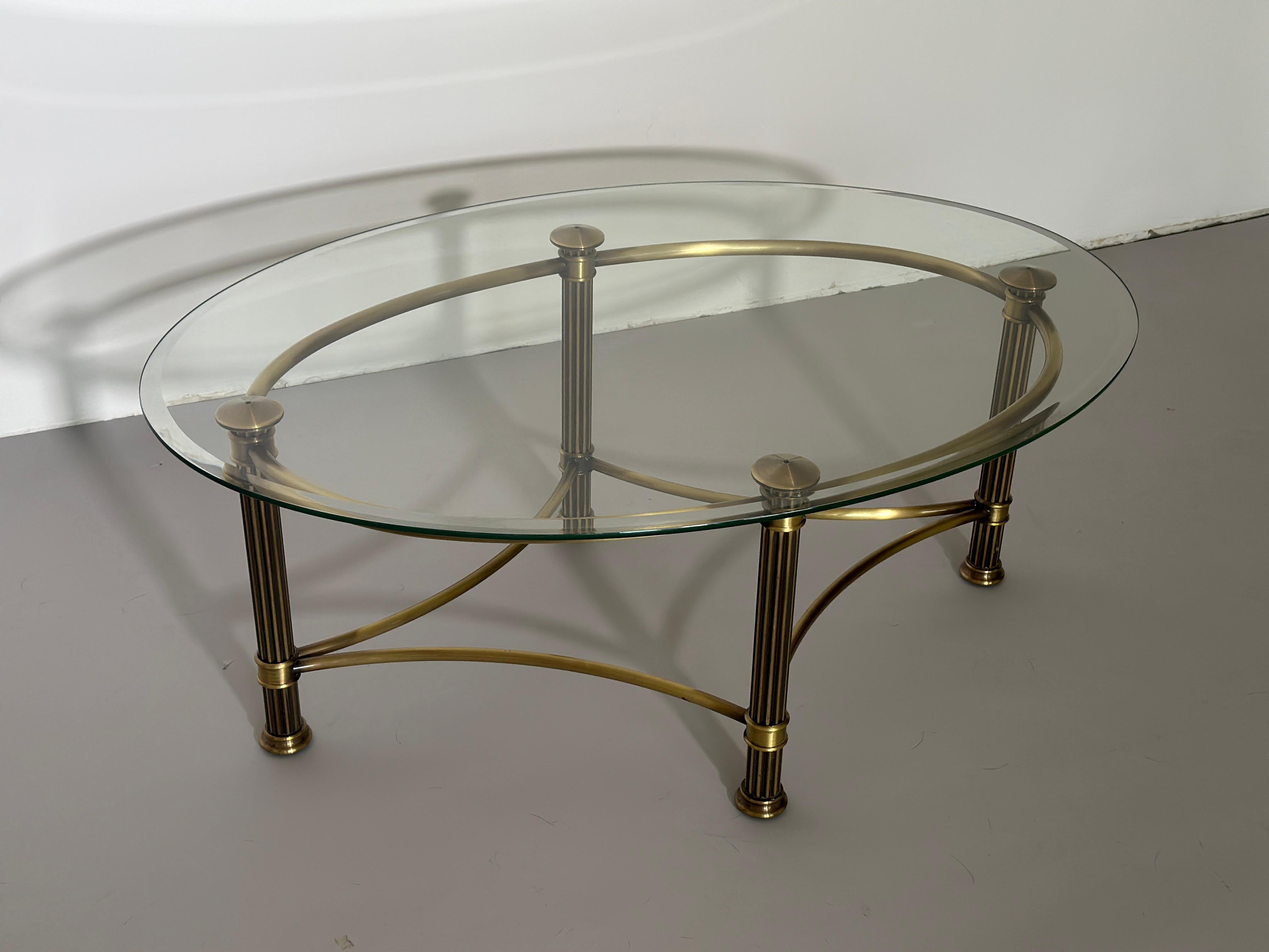 Brass Hollywood Regency Coffe Table 1980s For Sale
