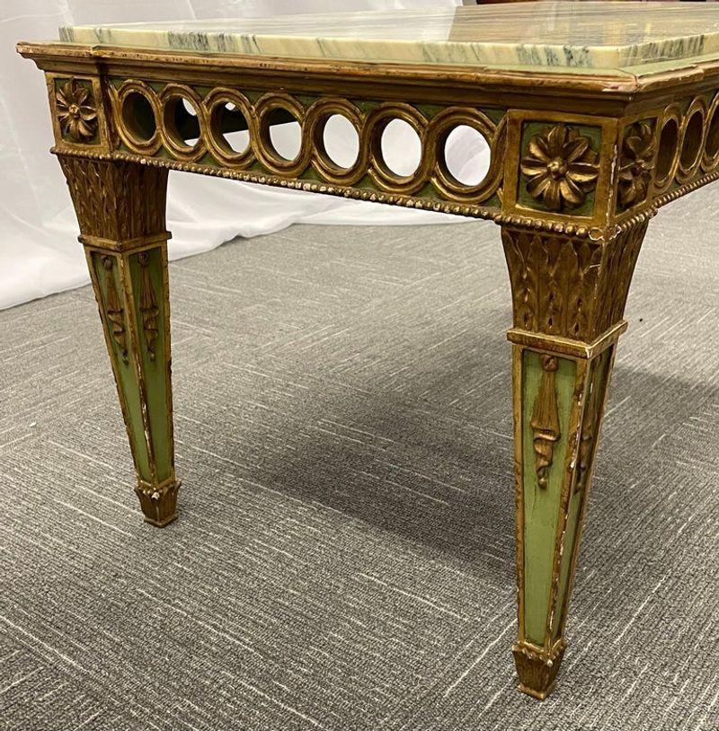 Hollywood Regency Coffee Table by Maison Jansen. Marble Top. Painted. For Sale 2