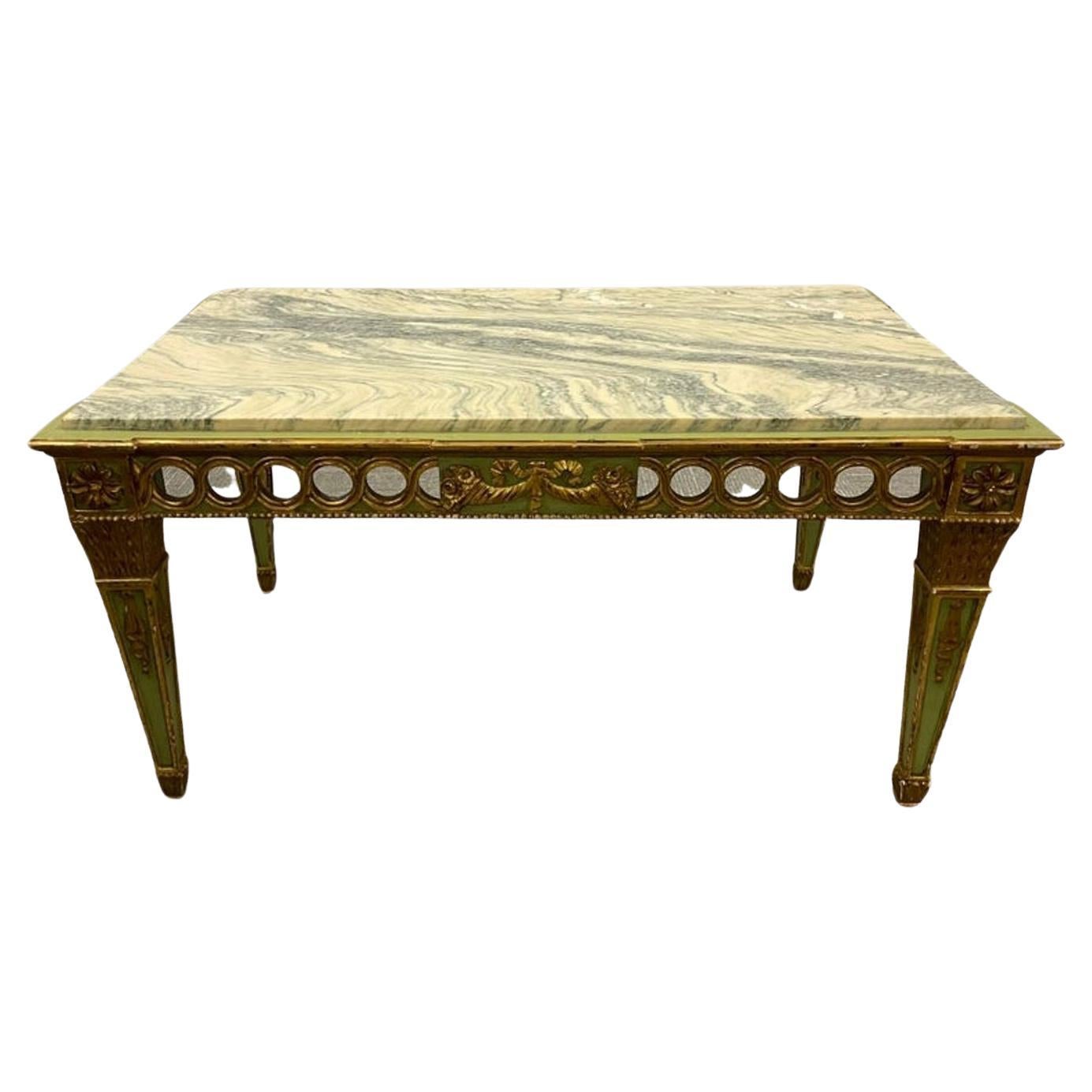 Hollywood Regency Coffee Table by Maison Jansen. Marble Top. Painted.
