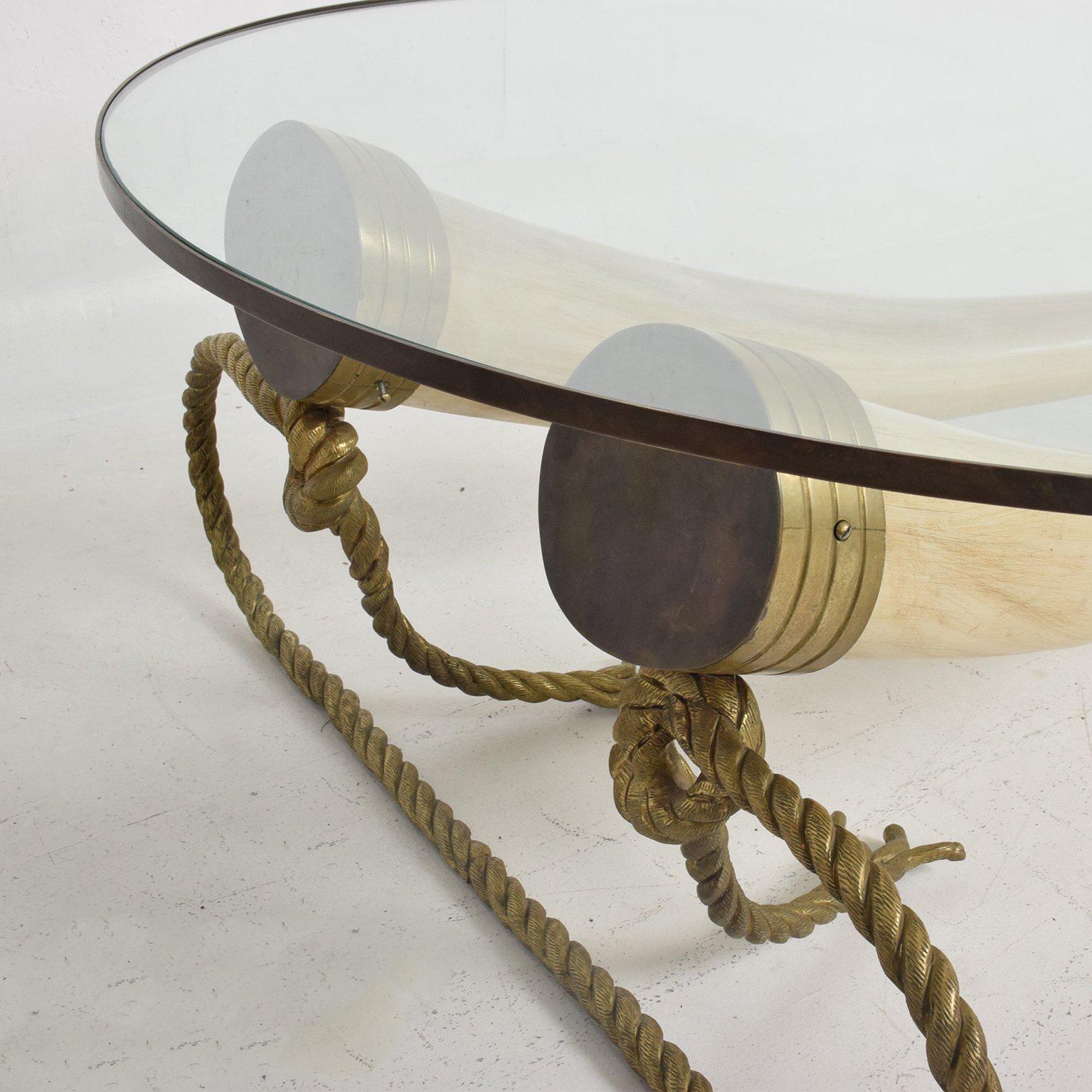 Faux Bois Hollywood Regency Coffee Table Faux Ivory and Bronze Valenti Madrid, Spain