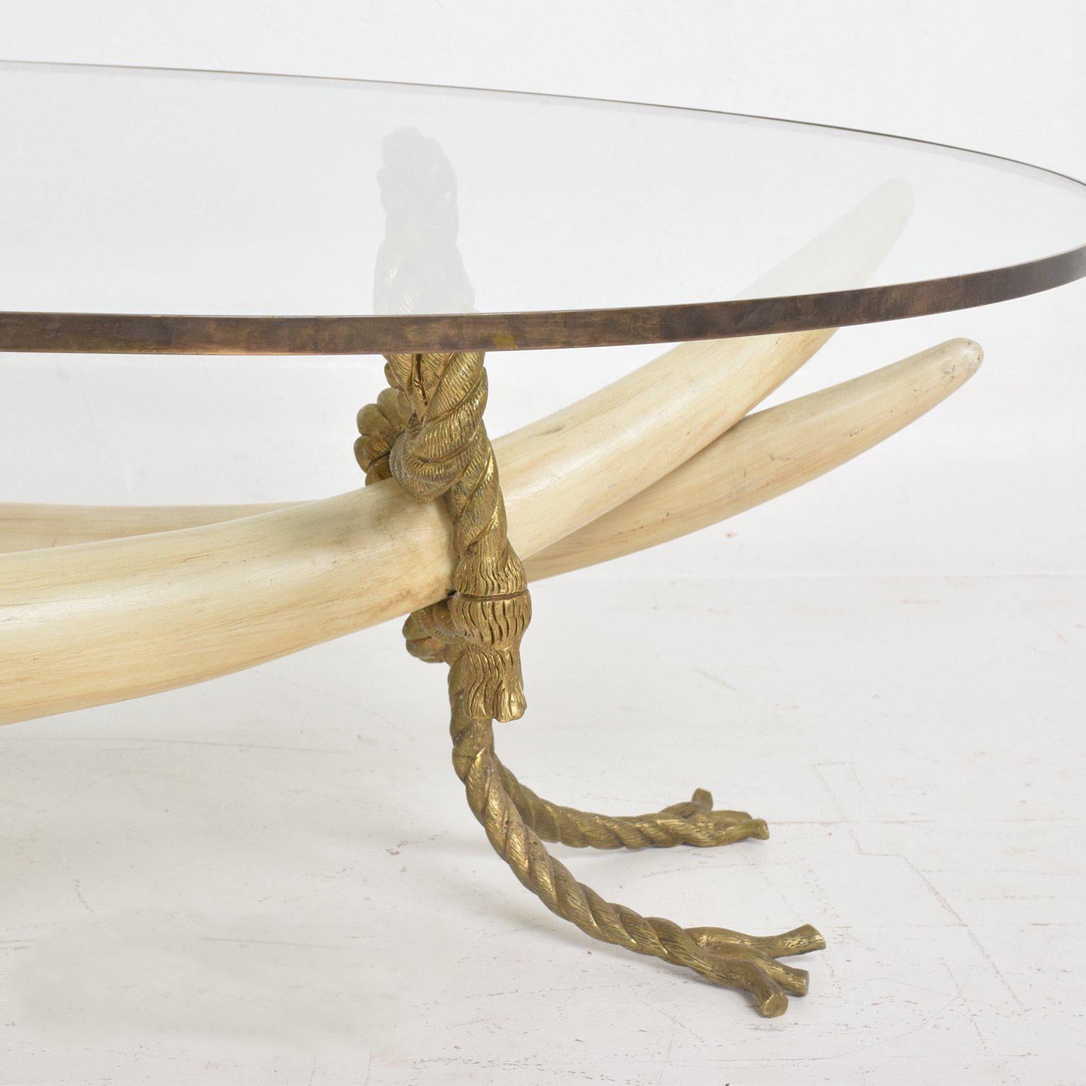 Hollywood Regency Coffee Table Faux Ivory and Bronze Valenti Madrid, Spain 2