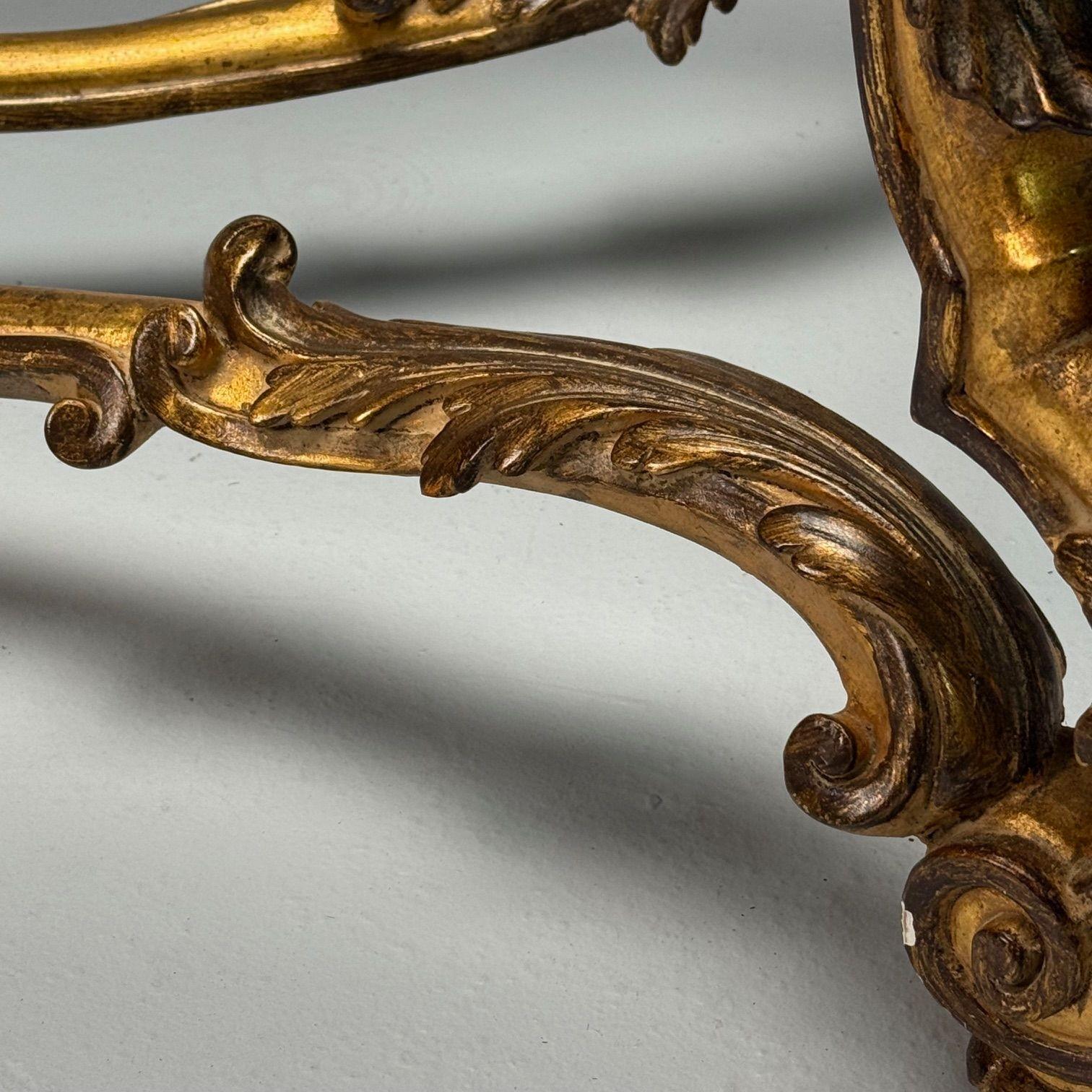 Tavolino Hollywood Regency, legno dorato, foglia d'oro, vetro, Italia, anni '60 in vendita 2