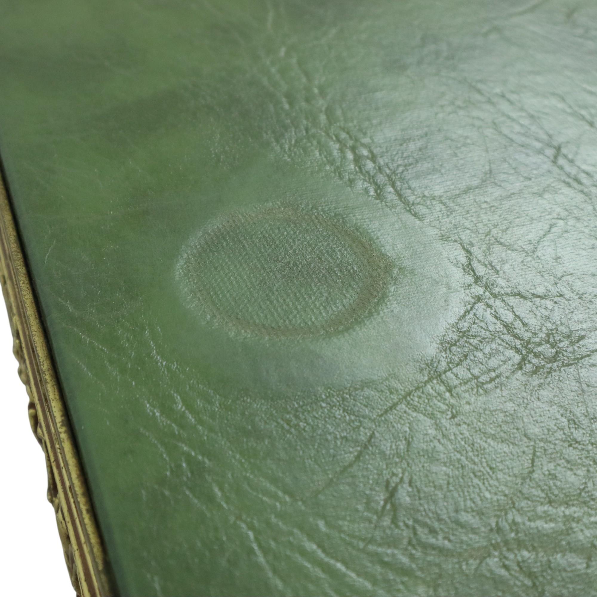 Hollywood Regency Coffee Table Green Leather Brass Italy 138cm 7