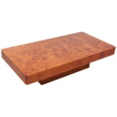 Hollywood Regency Coffee Table in Burl Wood