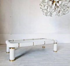 Hollywood Regency Coffee Table White Ceramic Tommaso Barbi