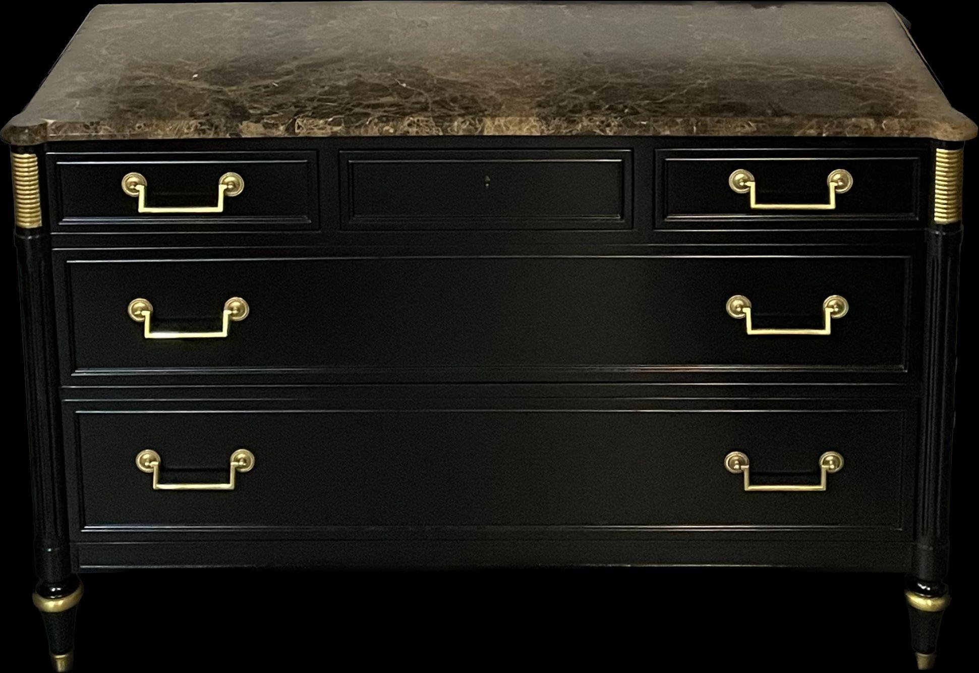 North American Hollywood Regency Commode, Chest, Bedside Table, Ebony, Maison Jansen Style