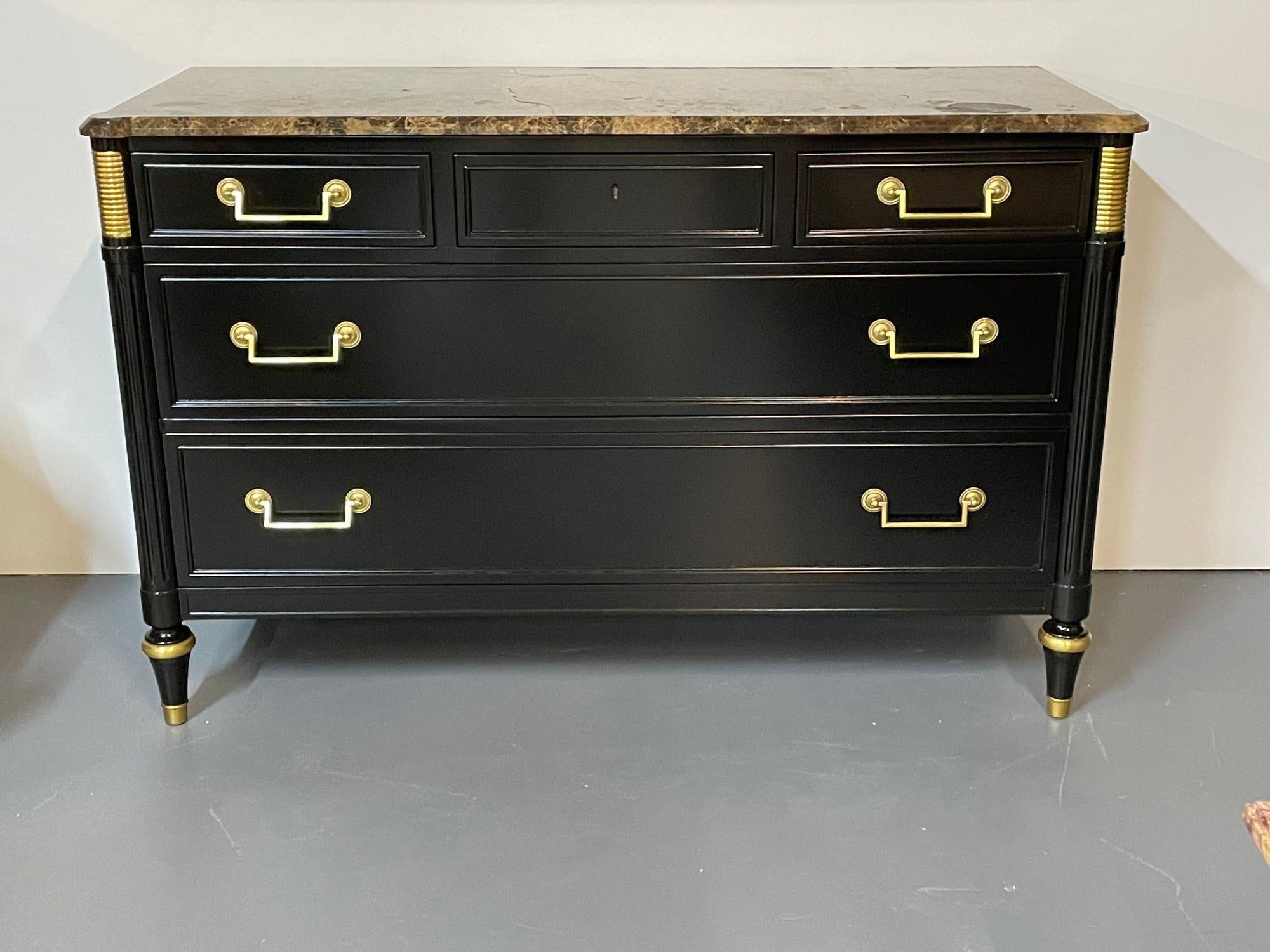 Hollywood Regency Commode, Chest, Bedside Table, Ebony, Maison Jansen Style In Good Condition In Stamford, CT