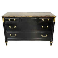 Hollywood Regency Commode, Chest, Bedside Table, Ebony, Maison Jansen Style