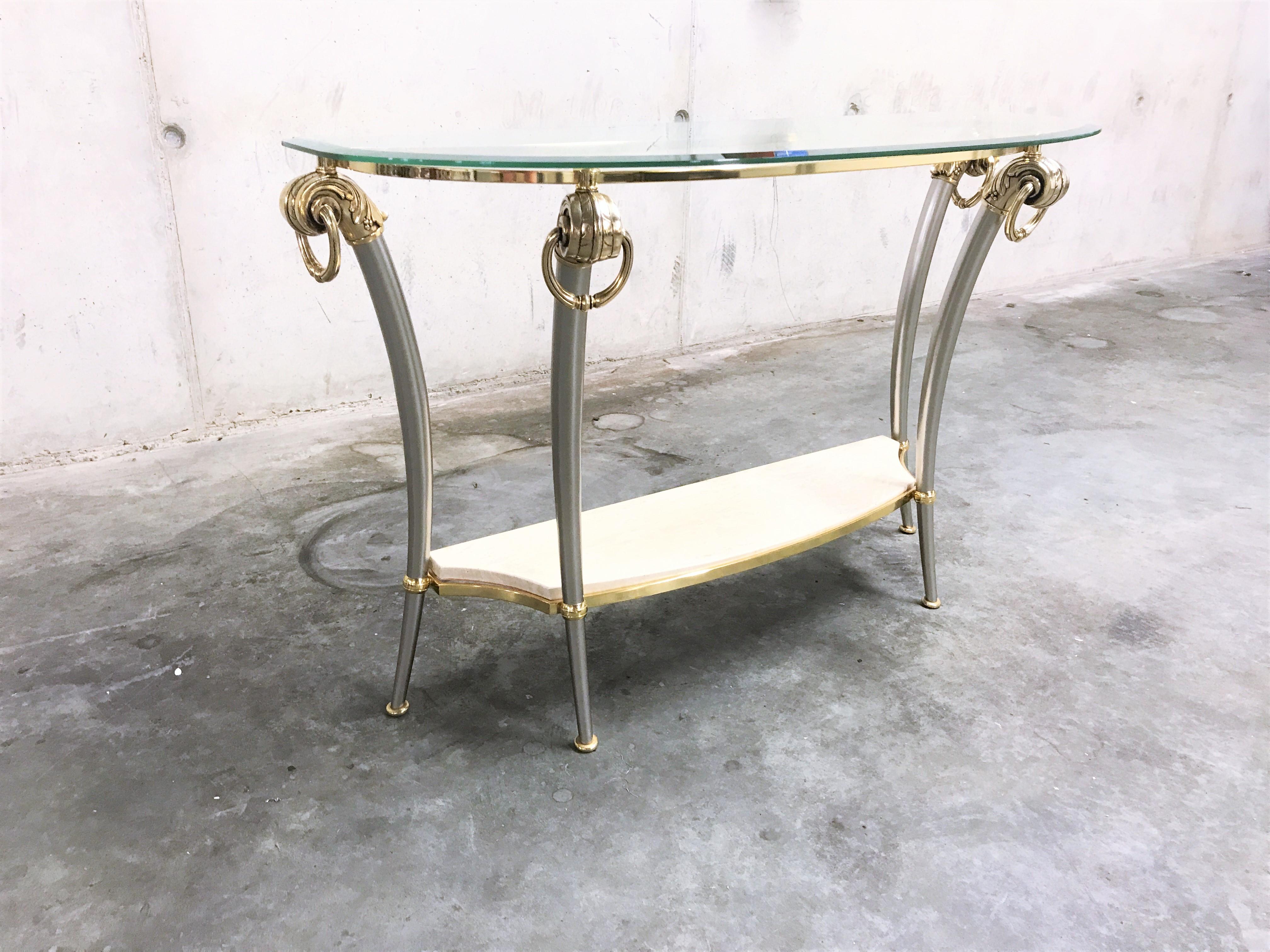 Beveled Hollywood Regency Console Table, 1970s