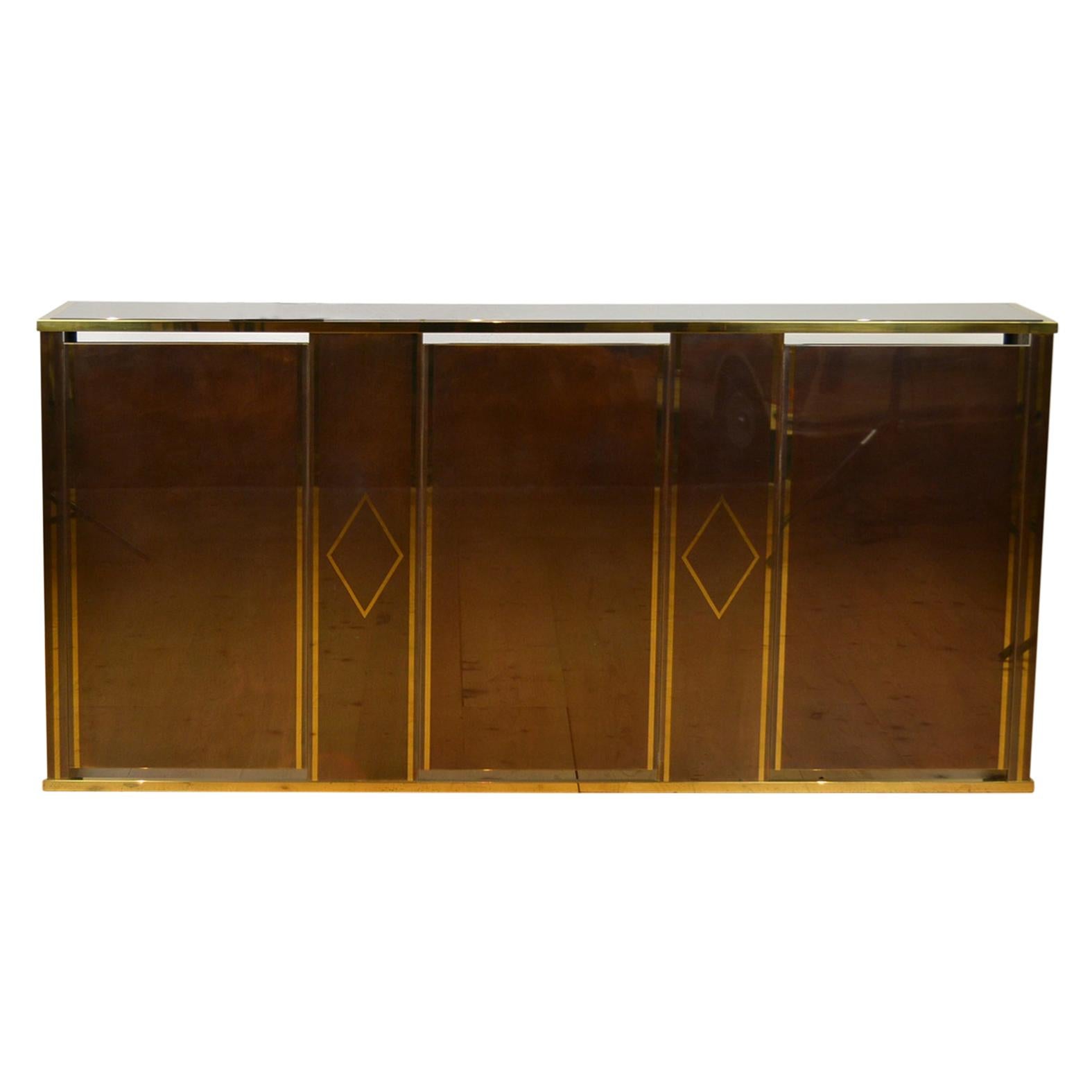 Hollywood Regency Console Table, Dry Bar in the Style of Belgo Chrome For Sale