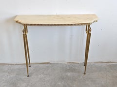 Table console de style Hollywood Regency en laiton et marbre, Italie, années 1950