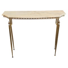 Table console de style Hollywood Regency en laiton et marbre, Italie, années 1950