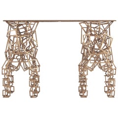 Hollywood Regency Console Table in Gilt Metal