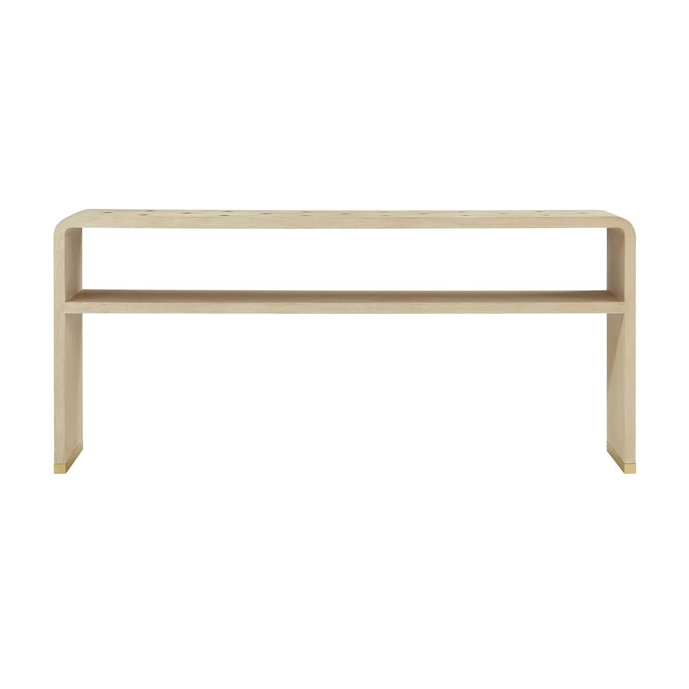 Vietnamese Hollywood Regency Console Table – Light Finish For Sale