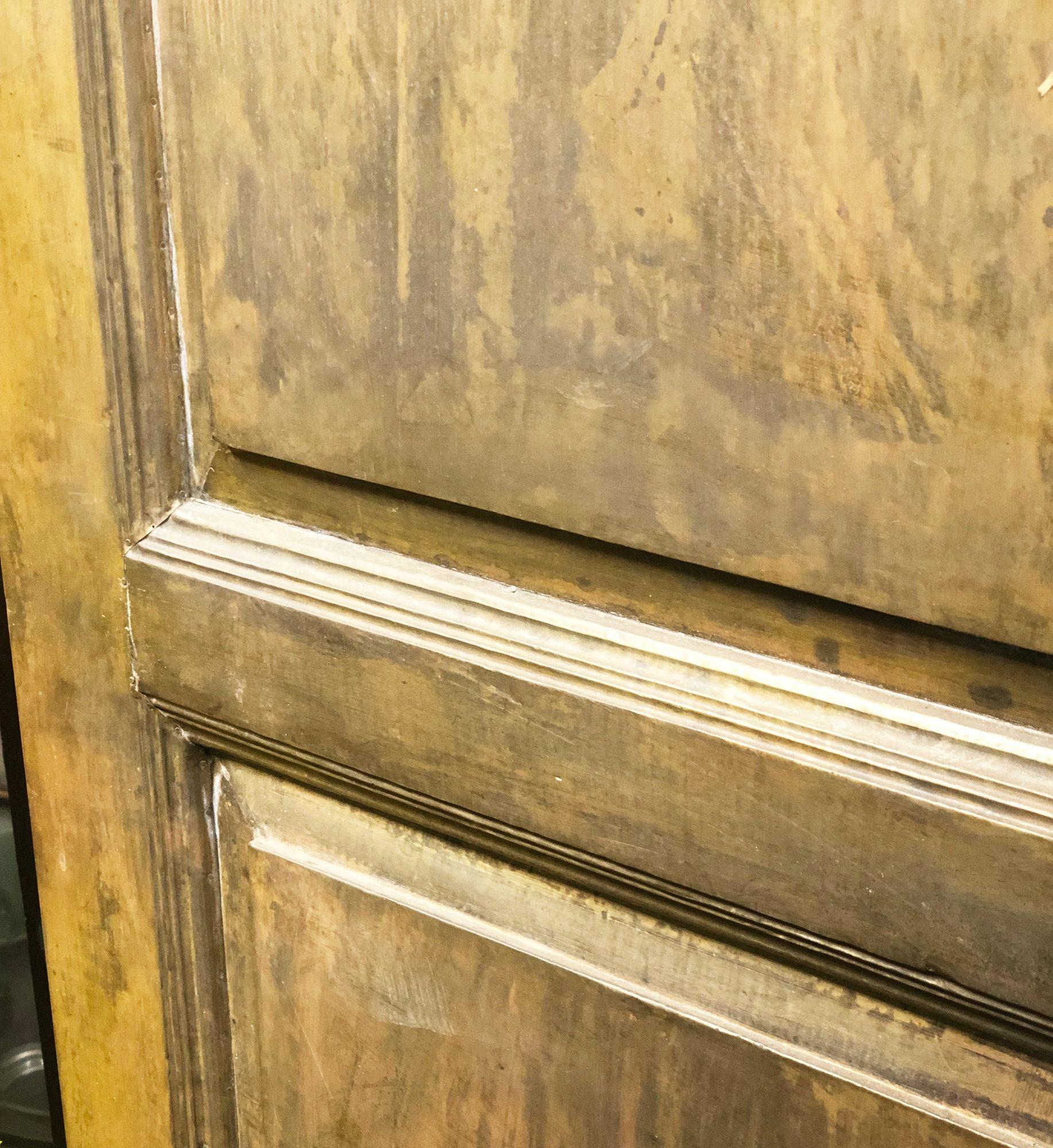 20th Century Hollywood Regency Brass Wrapped Nail Head Oak Door For Sale