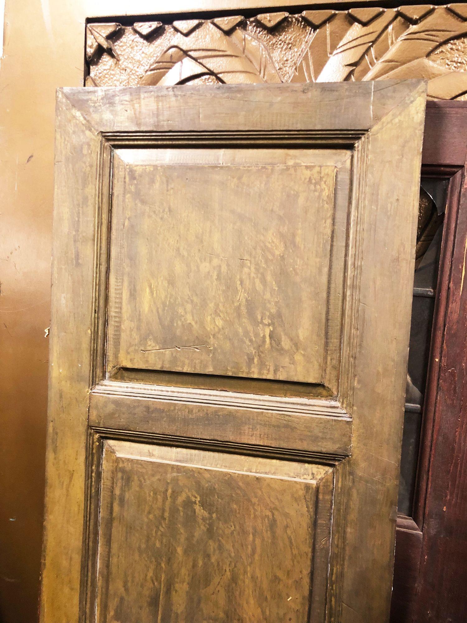 Hollywood Regency Brass Wrapped Nail Head Oak Door For Sale 1