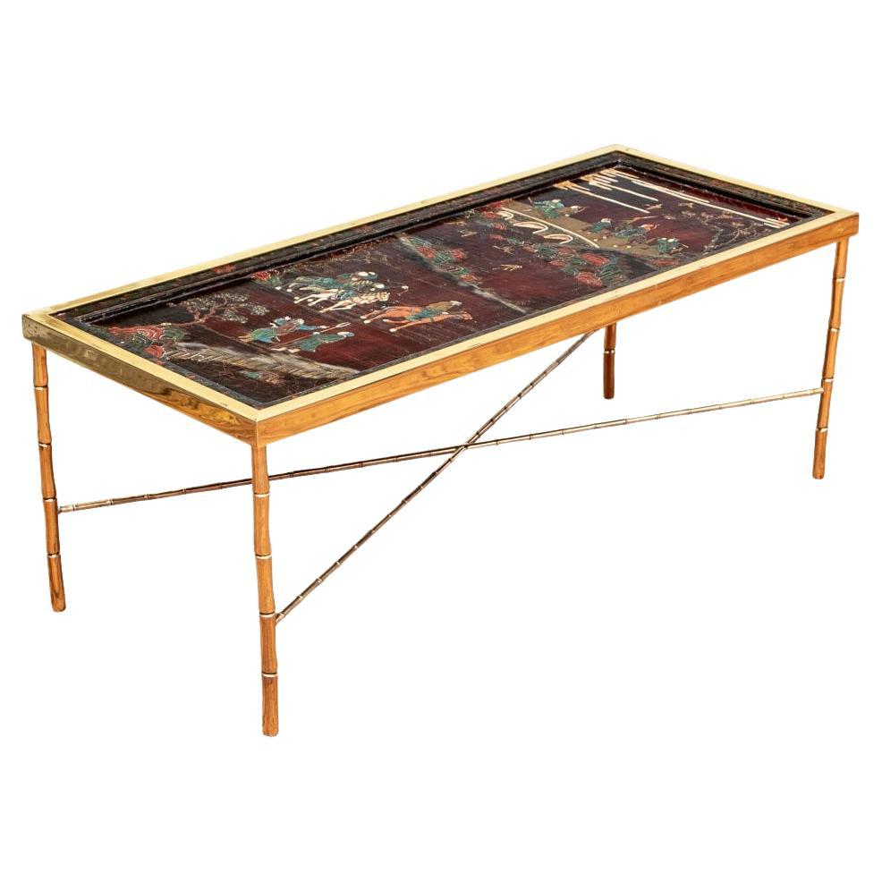 Hollywood Regency Coromandel Screen Panel Cocktail Table For Sale