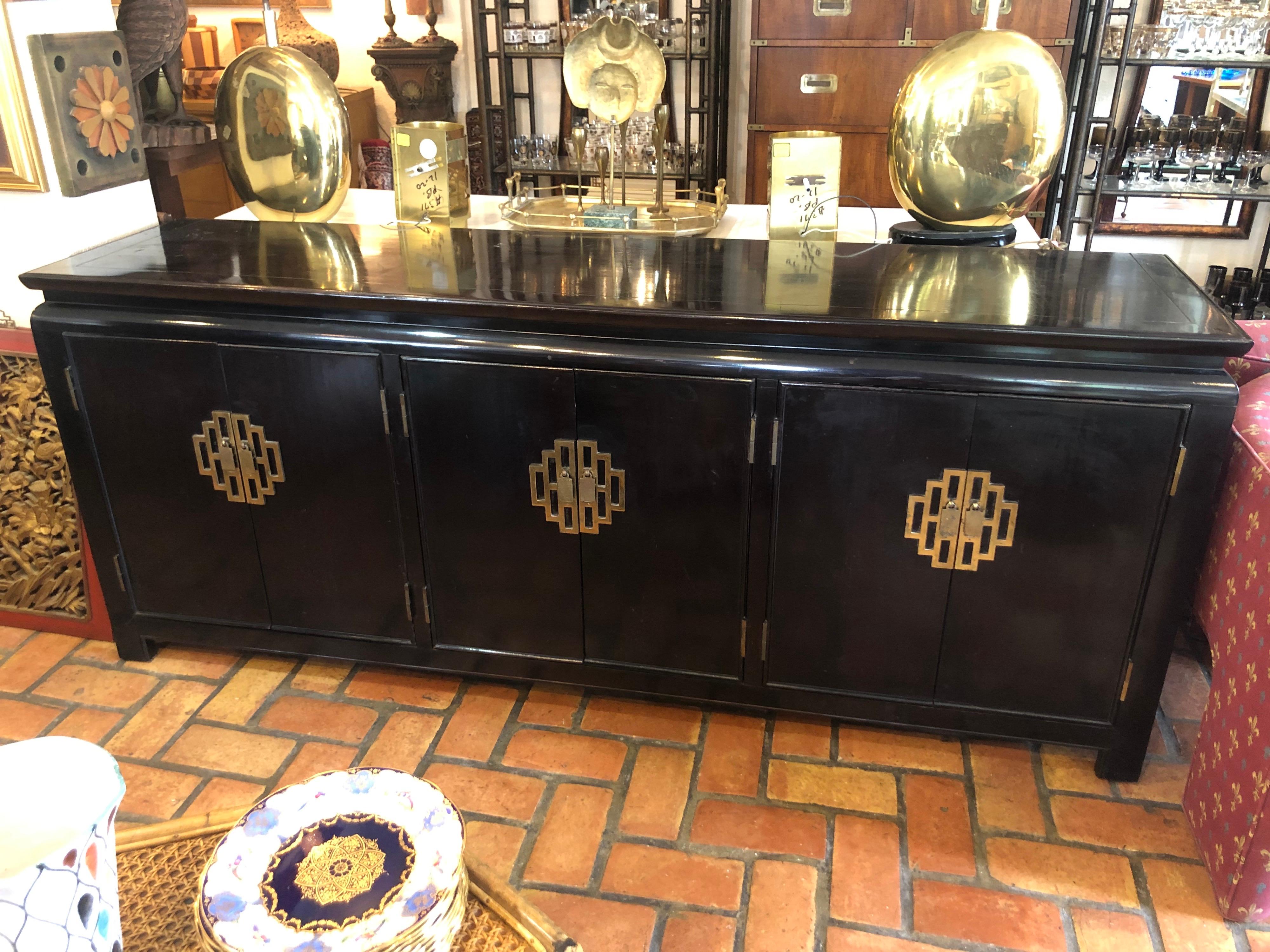 Late 20th Century Hollywood Regency Credenza in the Style of James Mont