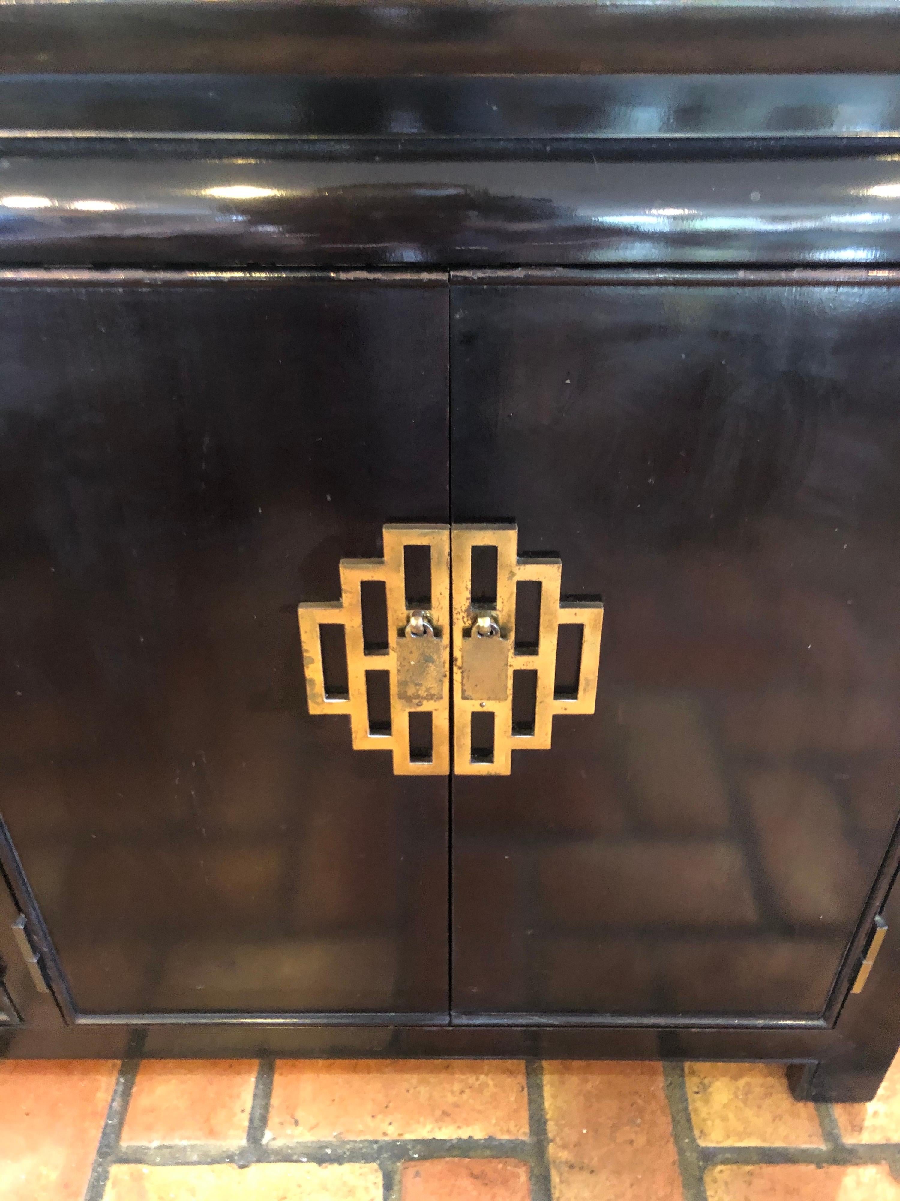 Wood Hollywood Regency Credenza in the Style of James Mont