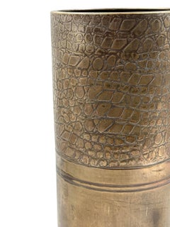 Hollywood regency crocodile skin pattern brass umbrella rack, Italy 1970s