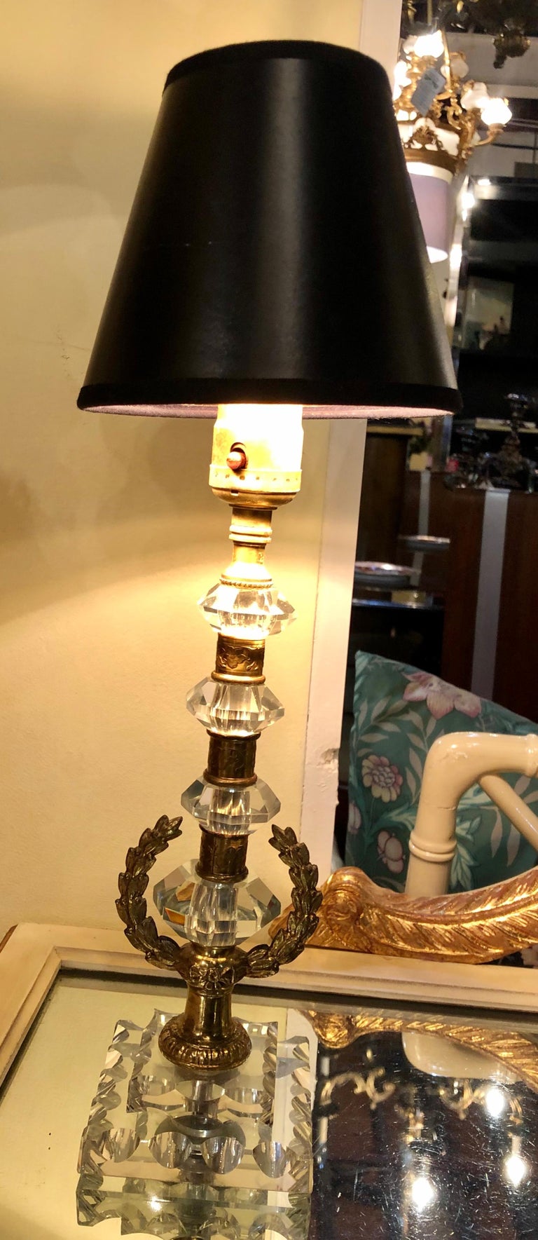 Hollywood Regency Crystal and Brass Table Lamps, a Pair For Sale at 1stDibs
