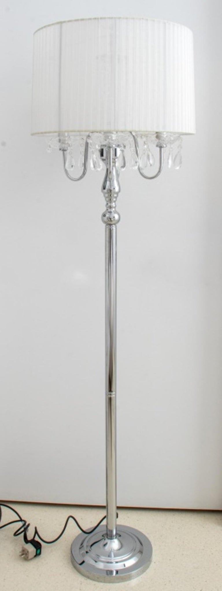 Hollywood Regency Crystal and Chrome Floor Lamp For Sale at 1stDibs