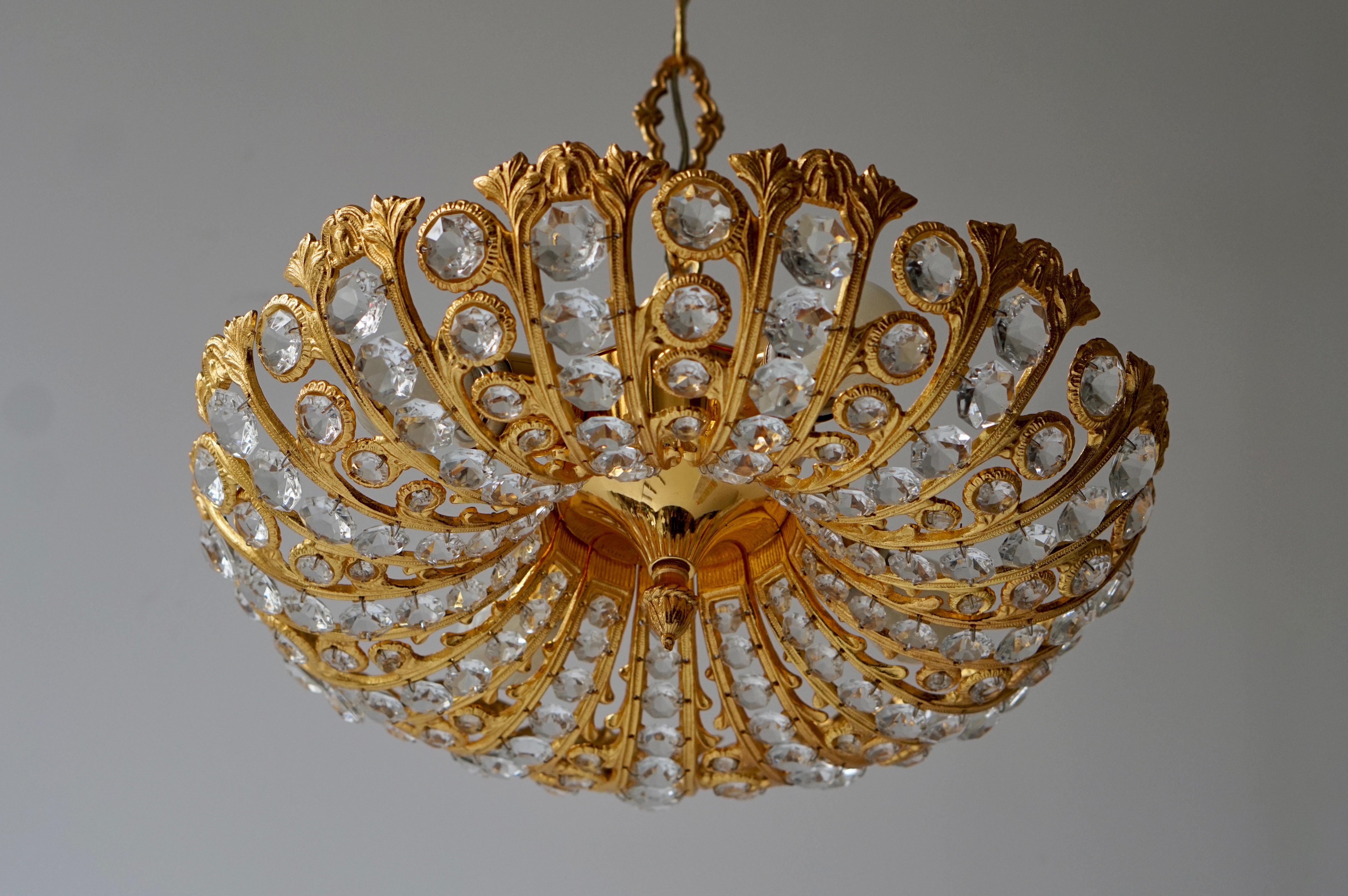 Lampadario Hollywood Regency in cristallo e dorato di Palwa in vendita 6