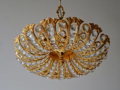 Hollywood Regency Crystal and Gilded Chandelier by Palwa
