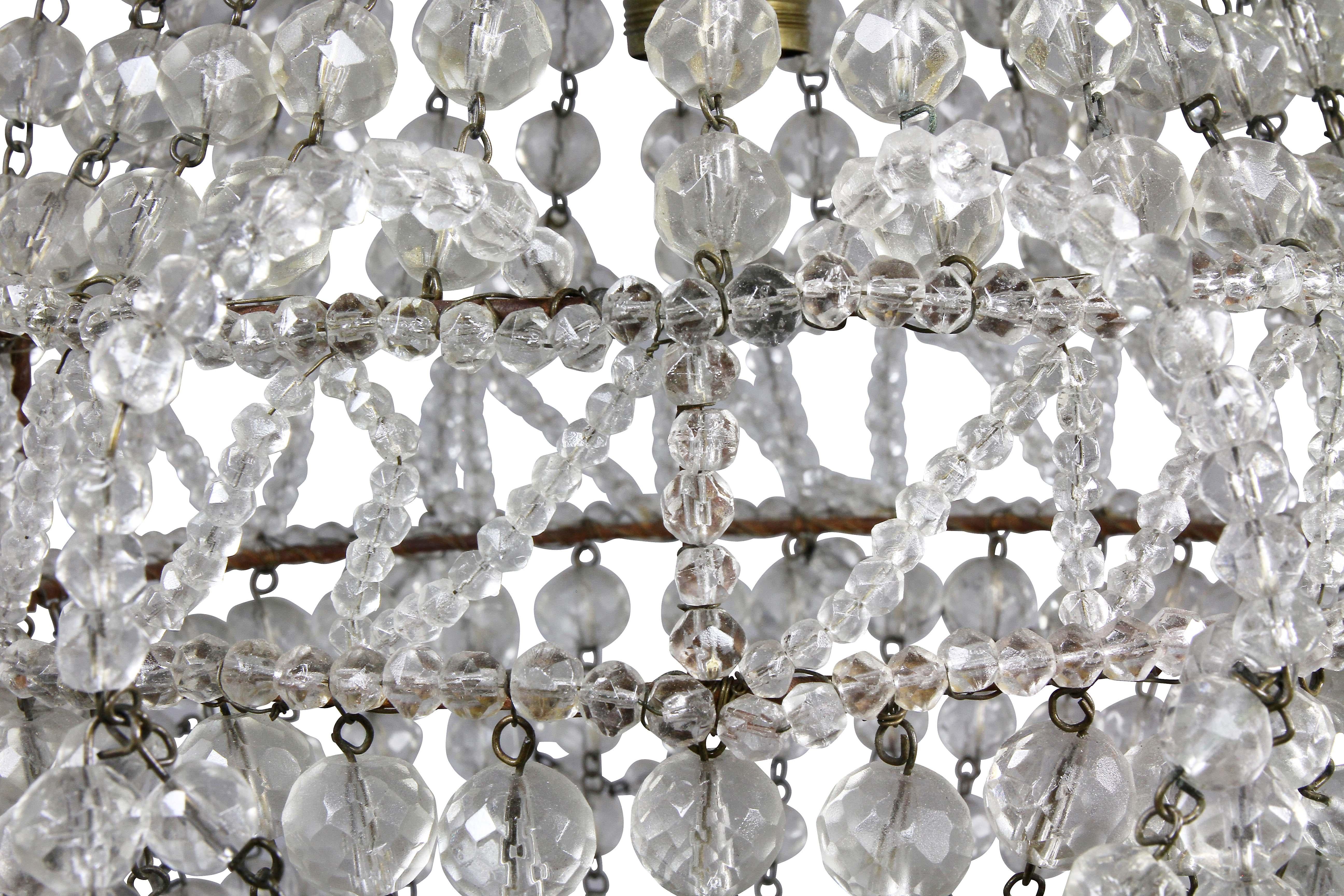 Hollywood Regency Crystal Chandelier In Good Condition For Sale In Essex, MA