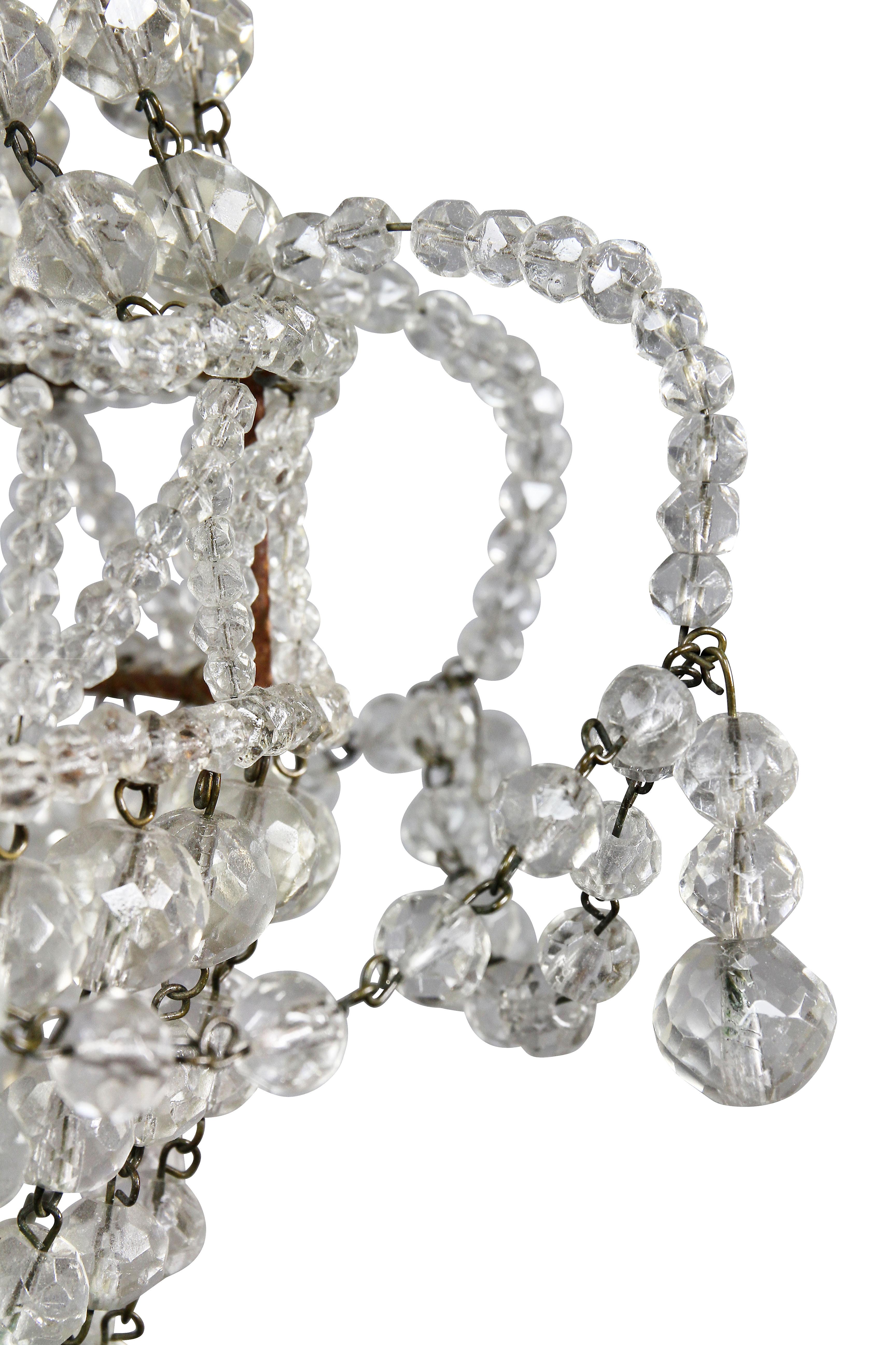 Mid-20th Century Hollywood Regency Crystal Chandelier For Sale