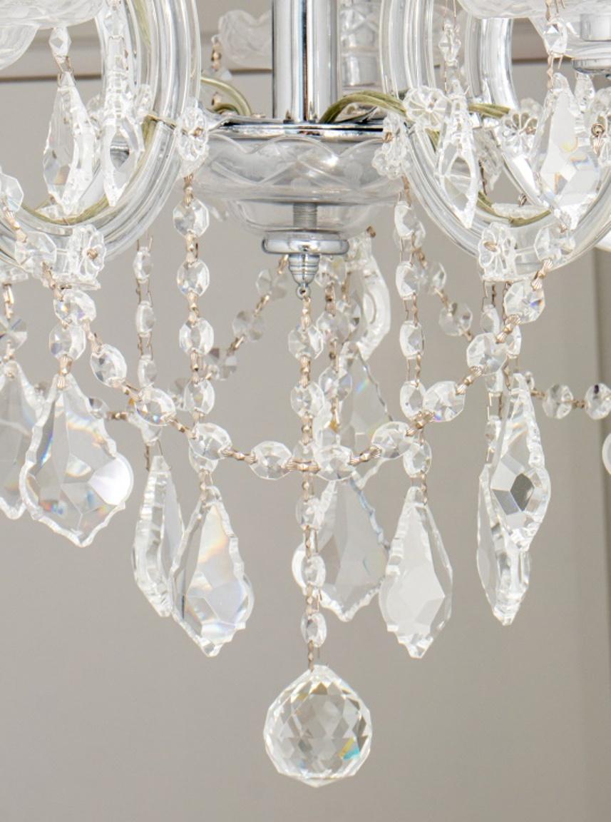 Contemporary Hollywood Regency Crystal Five-Arm Chandelier For Sale