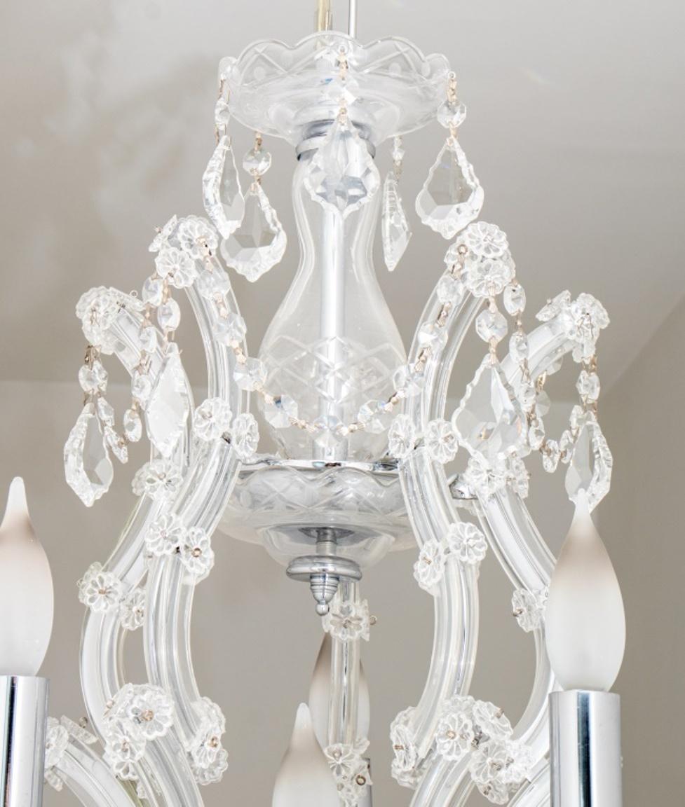 Hollywood Regency Crystal Five-Arm Chandelier For Sale 1