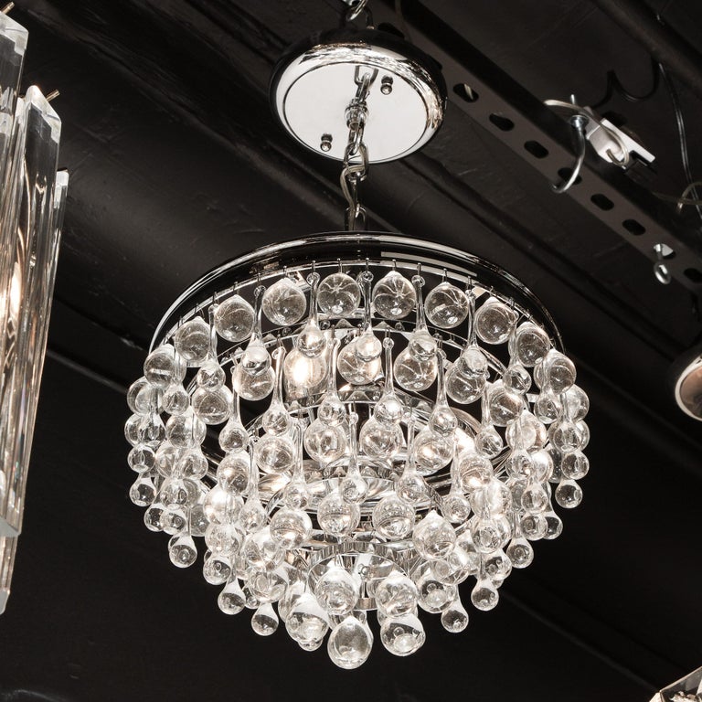 Hollywood Regency Crystal Graduated Teardrop Chandelier with Chrome Fittings For Sale 4
