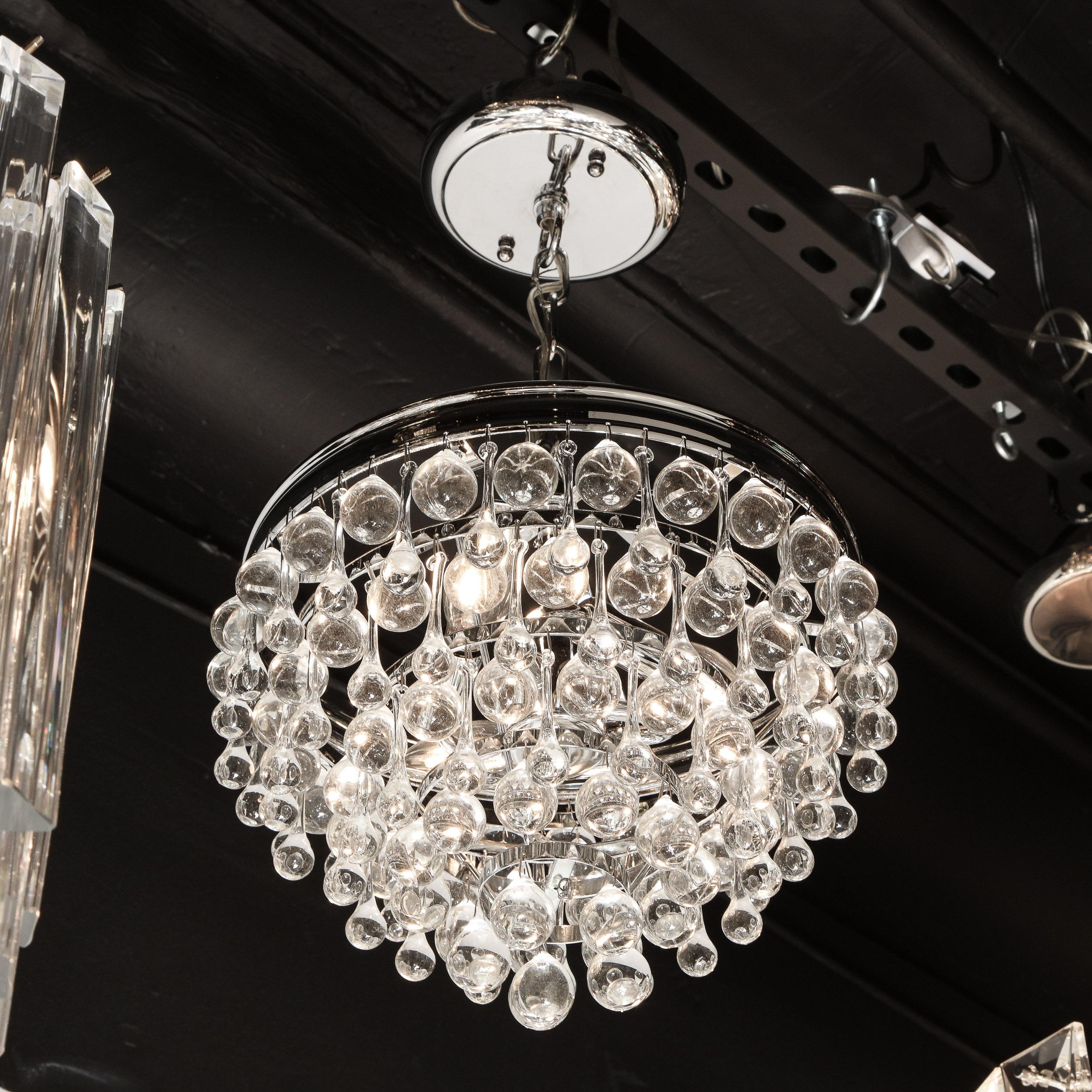 Hollywood Regency Crystal Graduated Teardrop Chandelier with Chrome Fittings For Sale 3