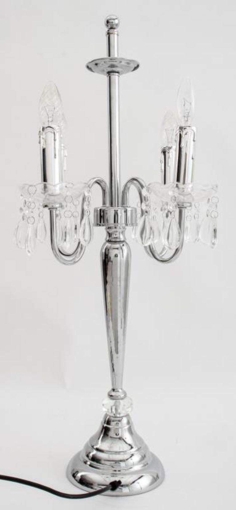 Hollywood Regency Crystal Table Lamp For Sale 5