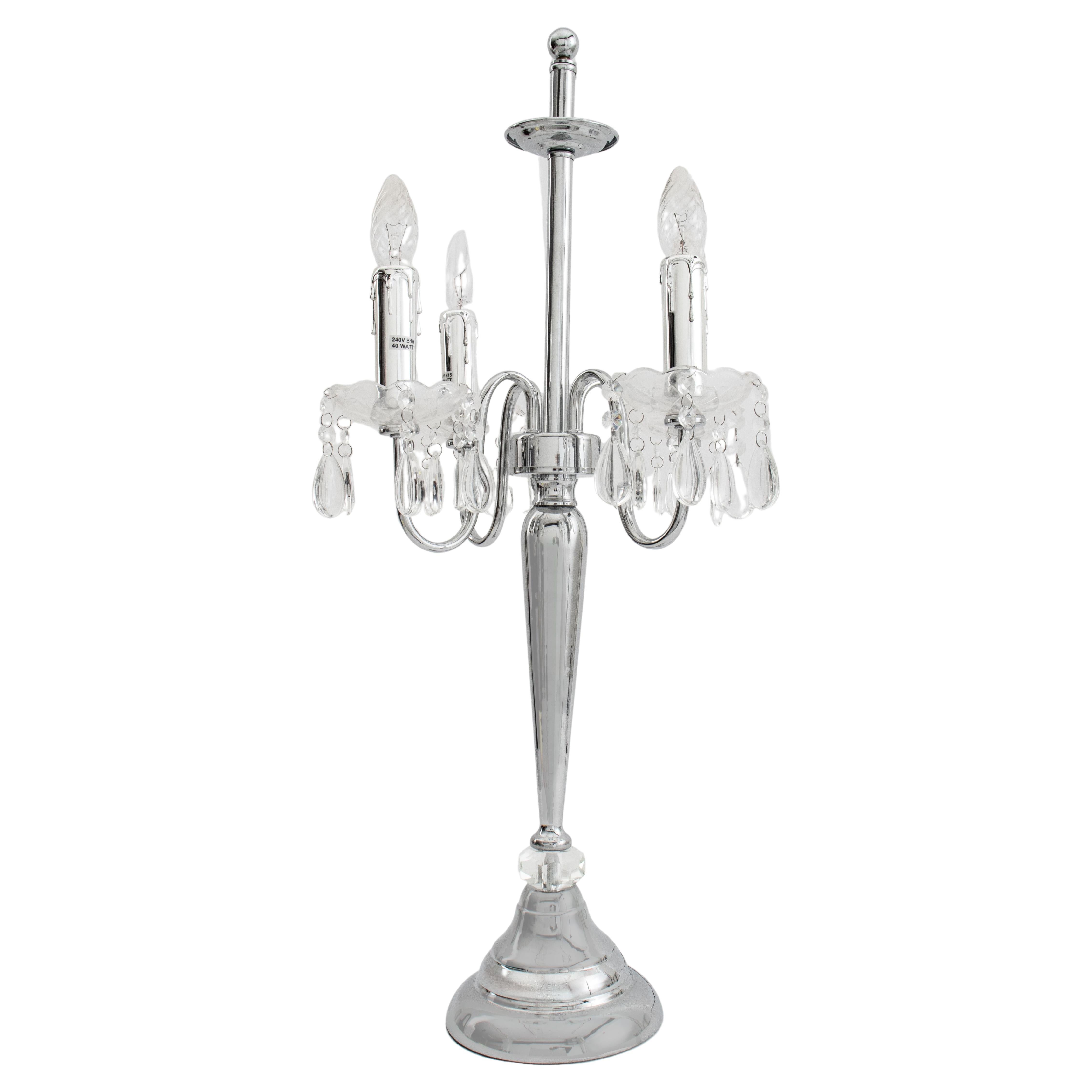 Hollywood Regency Crystal Table Lamp For Sale