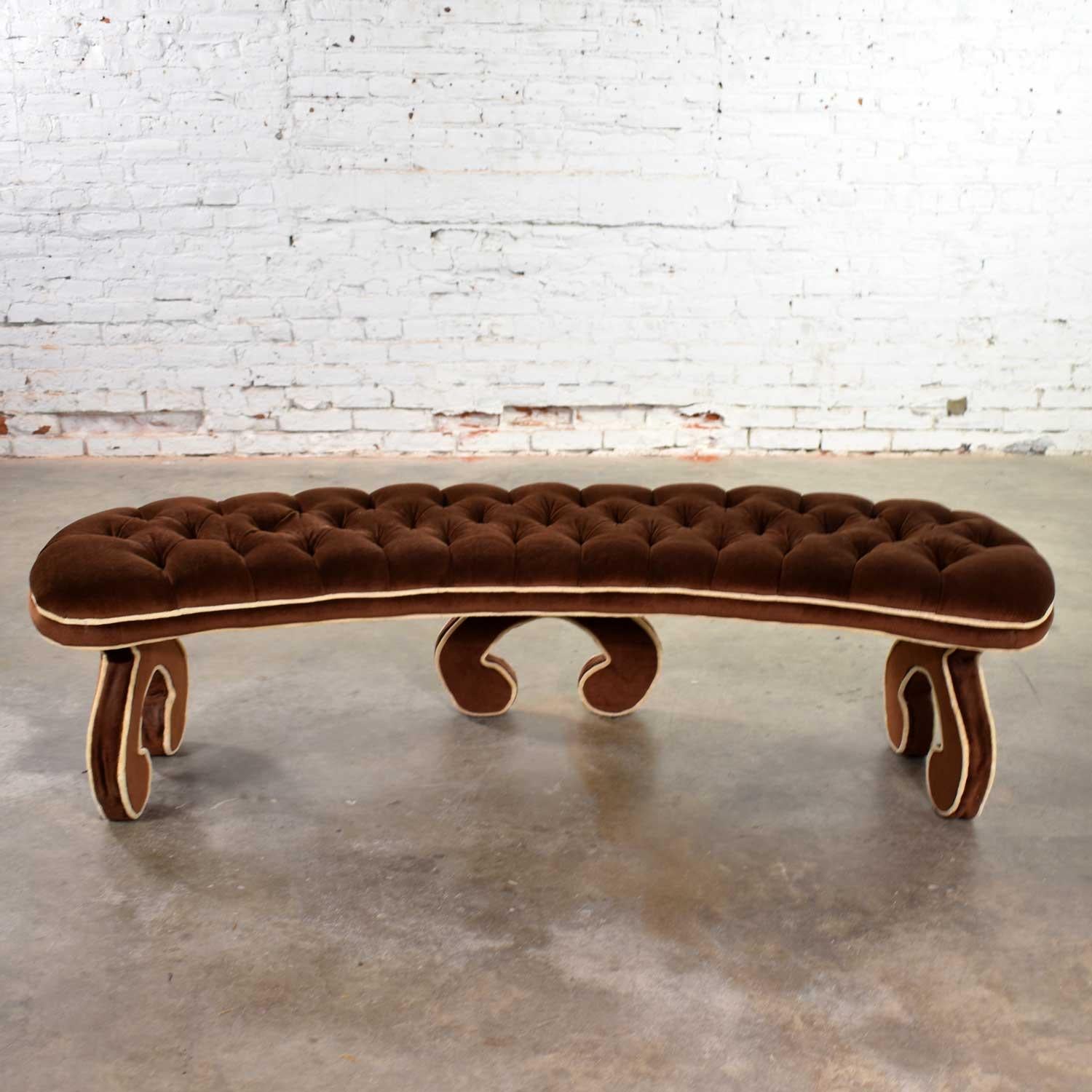 curved velvet bench