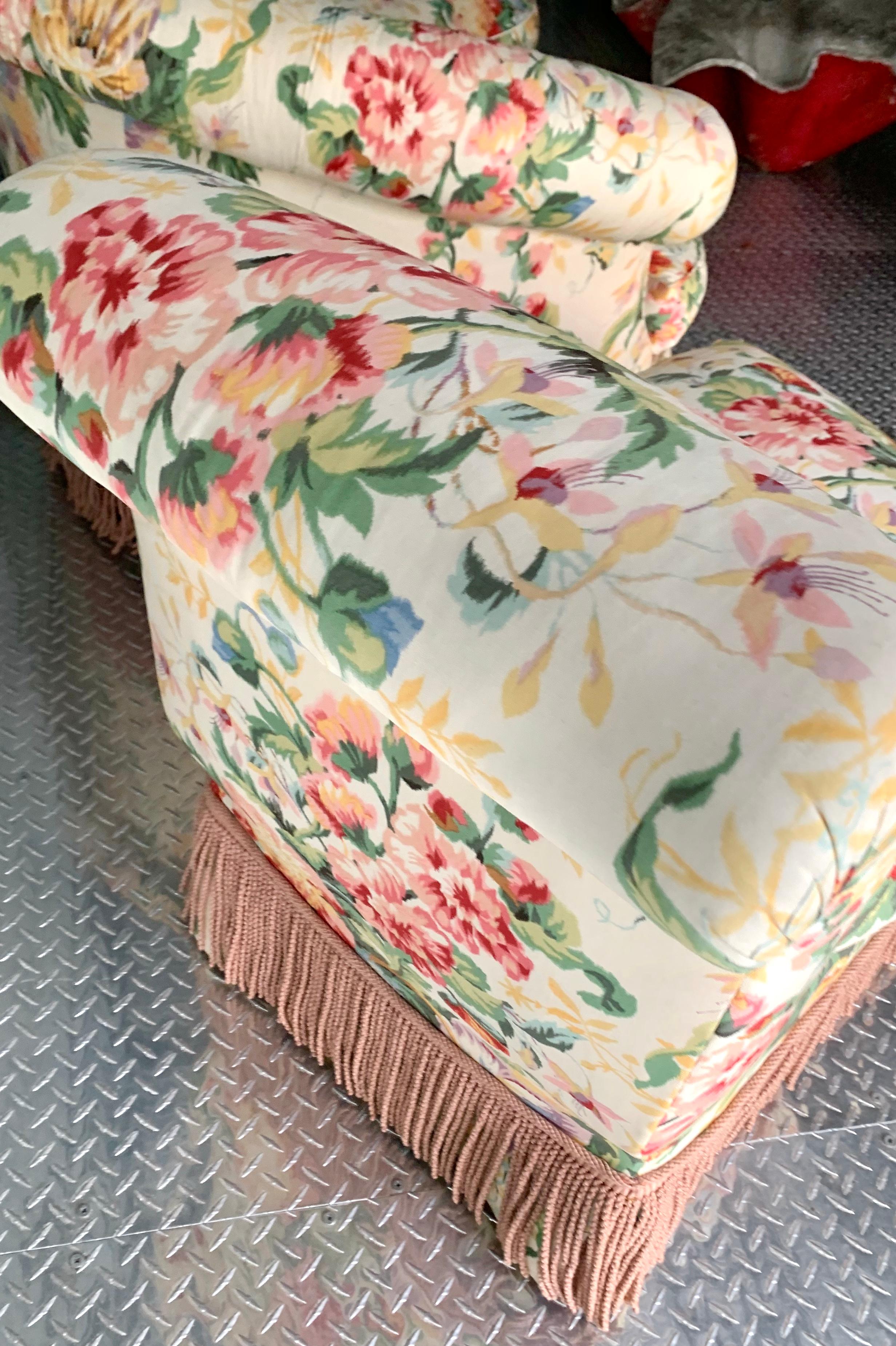 Hollywood Regency Custom Floral Living Room Set, Settee and Slipper Chair, Sofa 9
