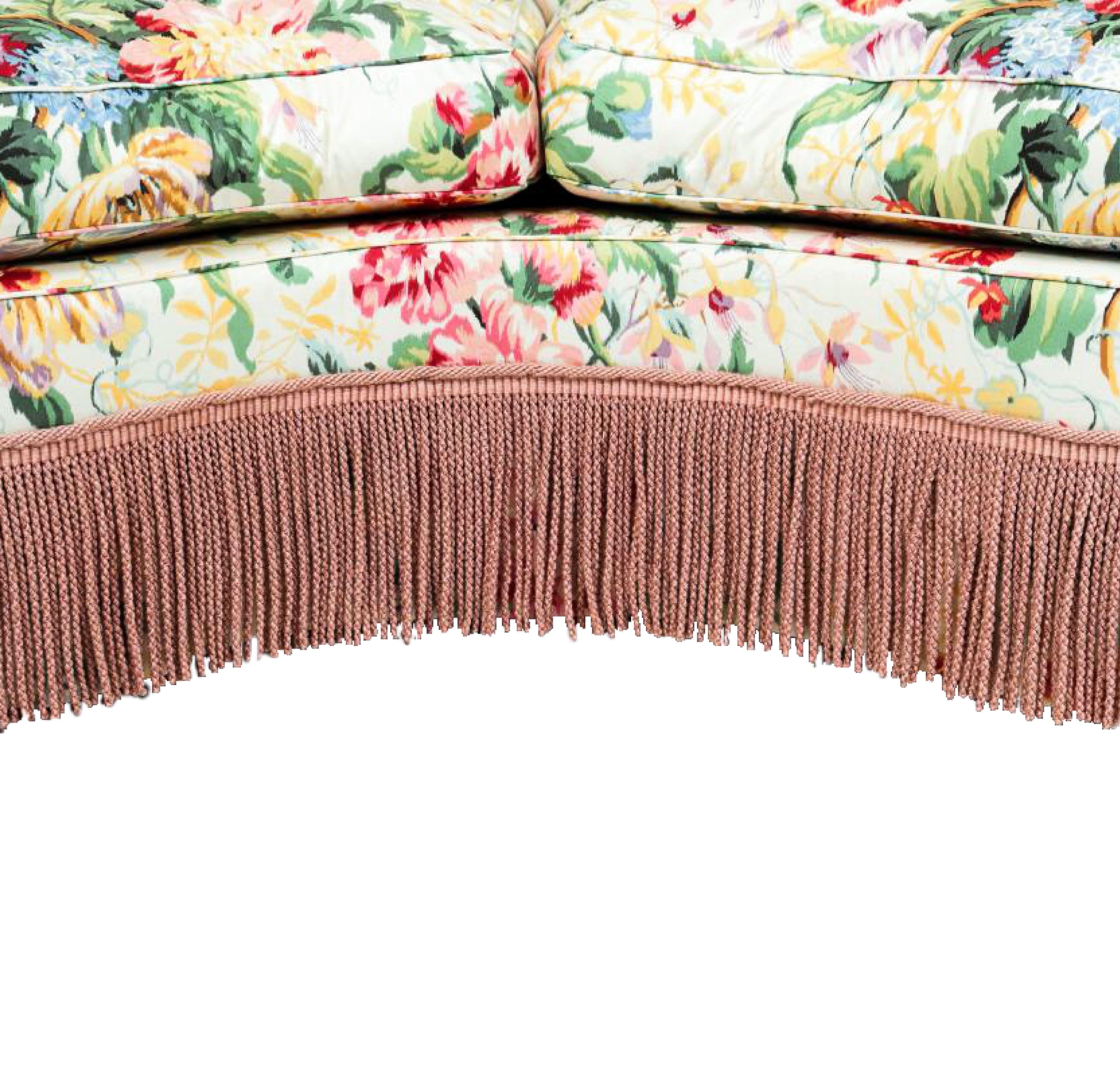 Hollywood Regency Custom Floral Living Room Set, Settee and Slipper Chair, Sofa 1