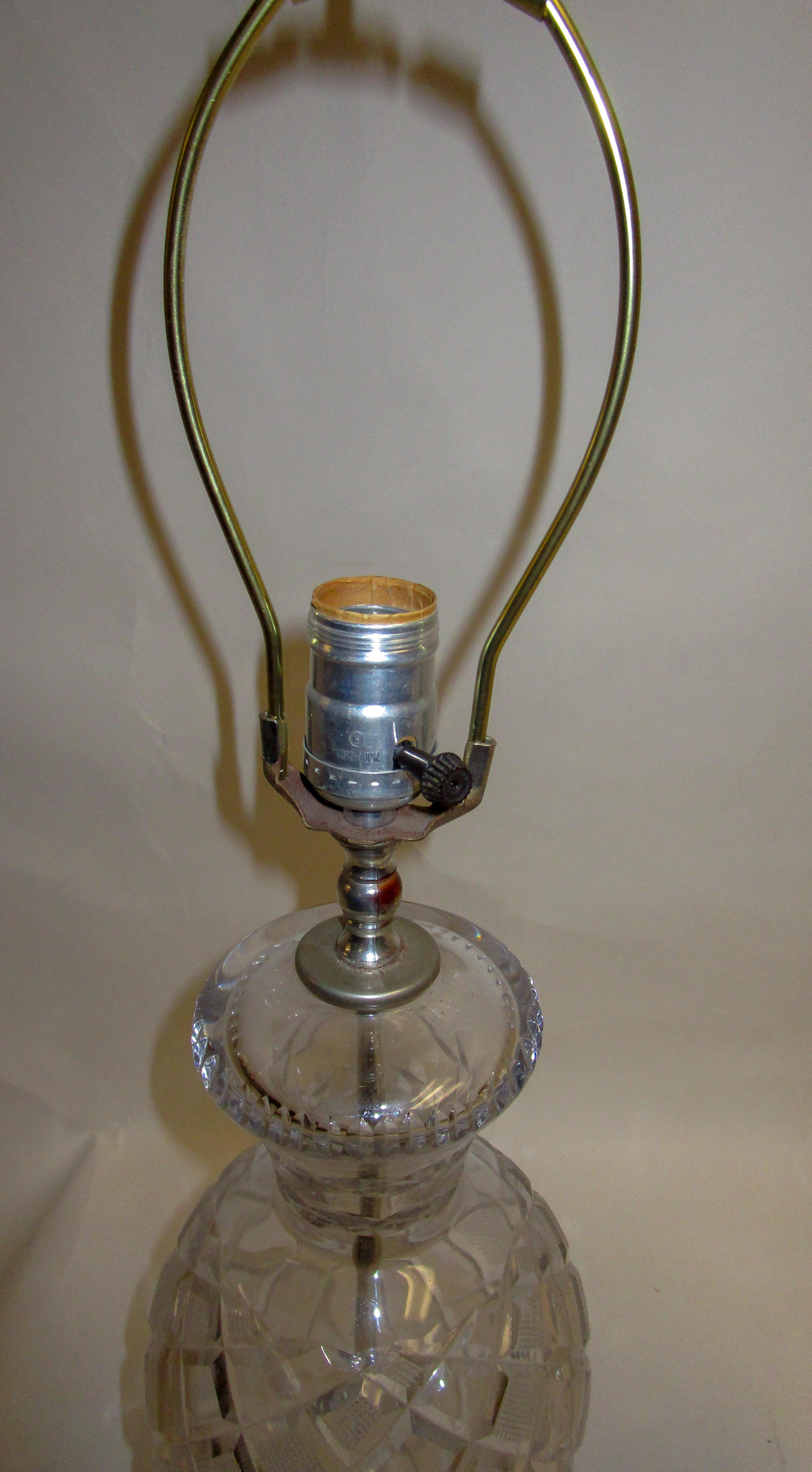 Hollywood Regency Cut Crystal French Lamp, Pair 1
