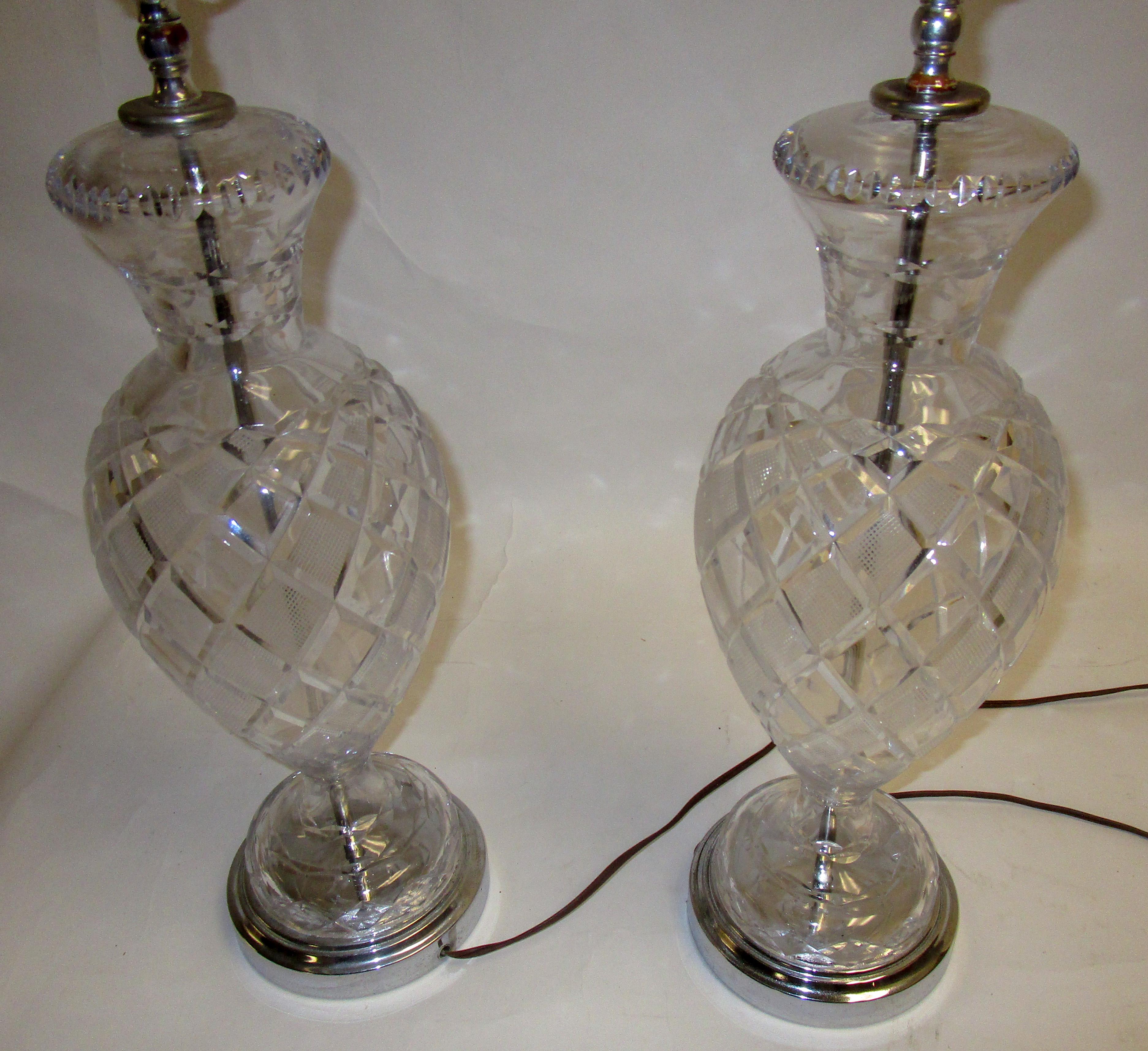 Hollywood Regency Cut Crystal French Lamp, Pair 2