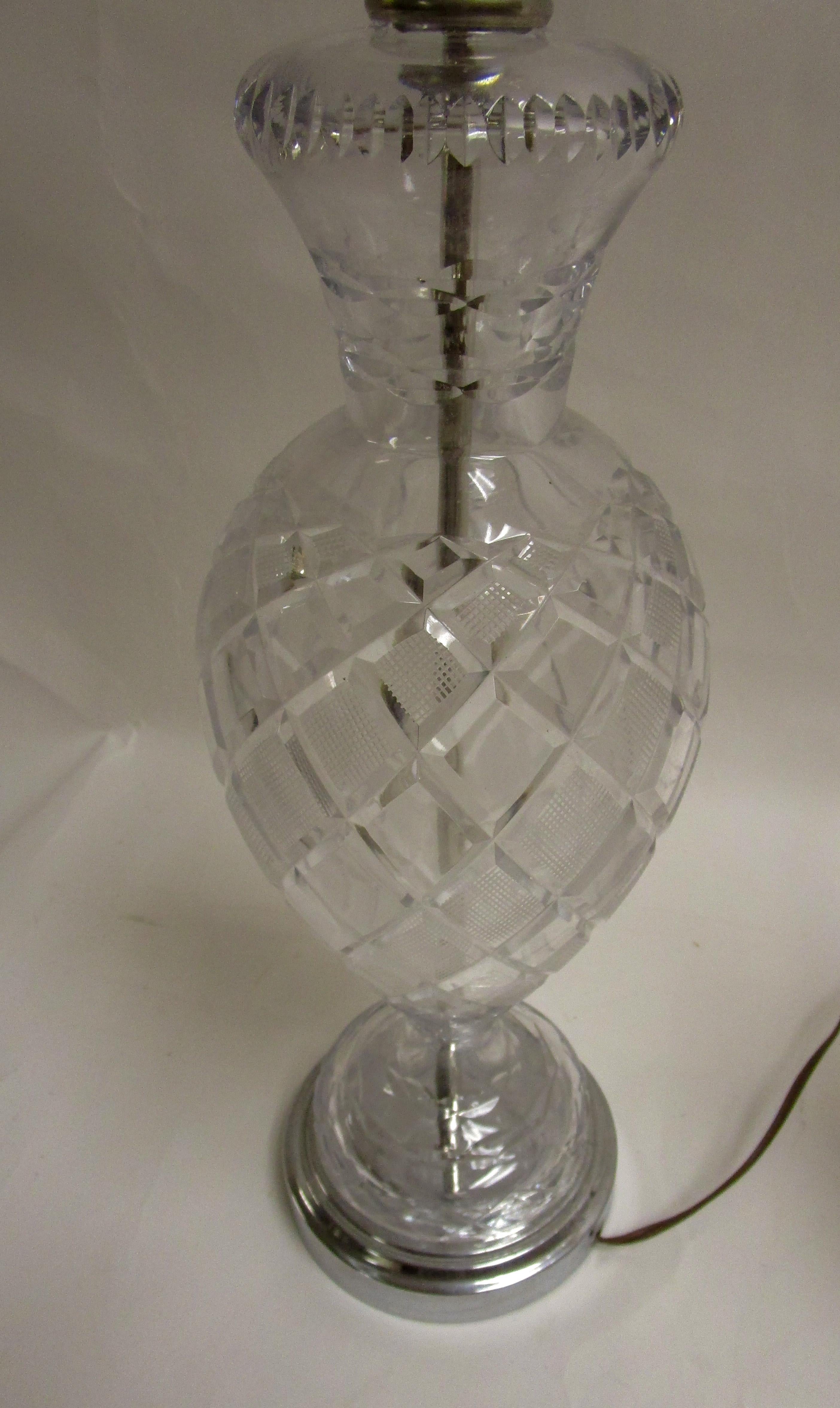 Hollywood Regency Cut Crystal French Lamp, Pair 4
